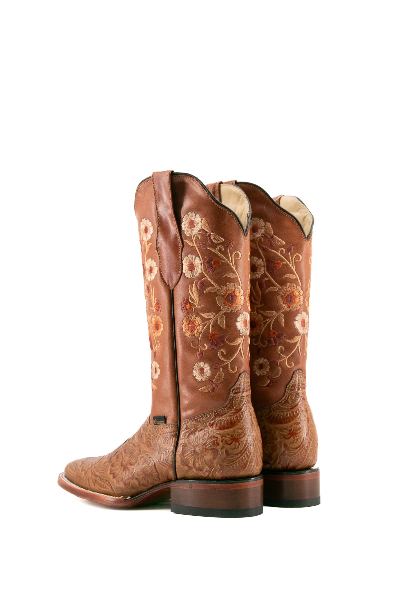 Ramitas Cincelado Square Toe Cowgirl Boots for Women - Western Style Leather Riding Boots with Embroidered Design | Perfect for Country Dancing, Rodeo, and Outdoor Adventures