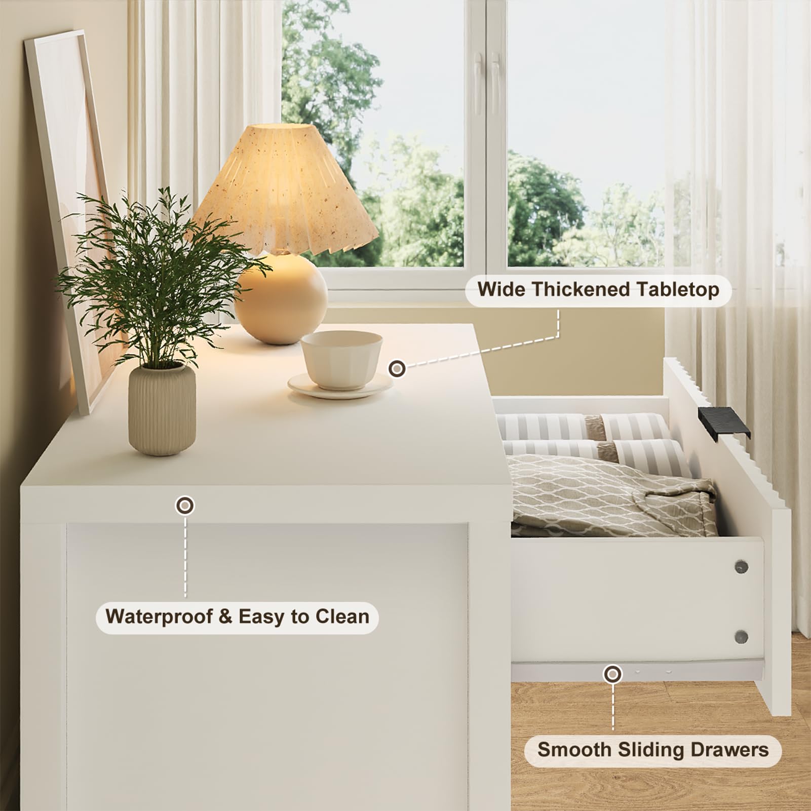 Modern 5-Drawer Fluted Dresser for Bedroom - Tall Solid Wood Chest with Thick Plank Design & Sturdy Legs - Wooden Storage Organizer for Clothes, Bedding & Accessories - Perfect for Bedroom, Living Room, Hallway or Entryway (White)
