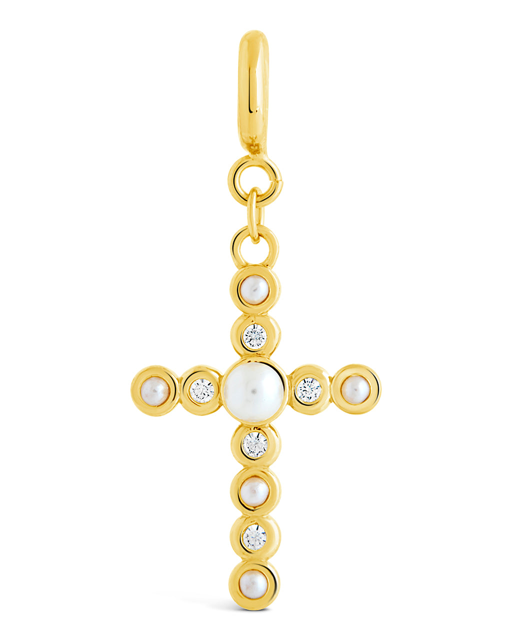Pearl & CZ Cross Charm Pendant Necklace - Elegant Religious Jewelry for Women, Gift for Baptism, First Communion & Confirmation - Perfect for Church, Weddings & Special Occasions