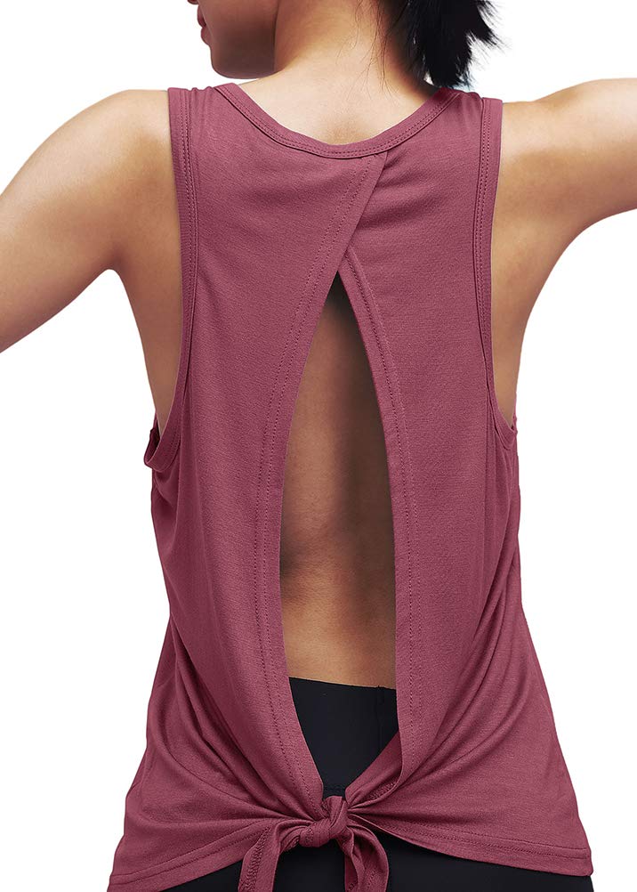 Women's Workout Yoga Tops - Open Back Shirts with Adjustable Tie Back Tank Tops for Gym & Yoga | Breathable Fitness Apparel for Running, Pilates & Home Workouts