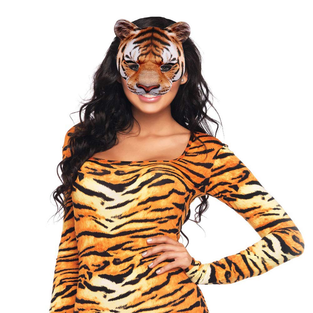 MANMAOHE Halloween Tiger Half Face Mask - Realistic Animal Costume Mask for Halloween, Carnival & Masquerade Parties | Perfect for Cosplay, Costume Events & Themed Celebrations