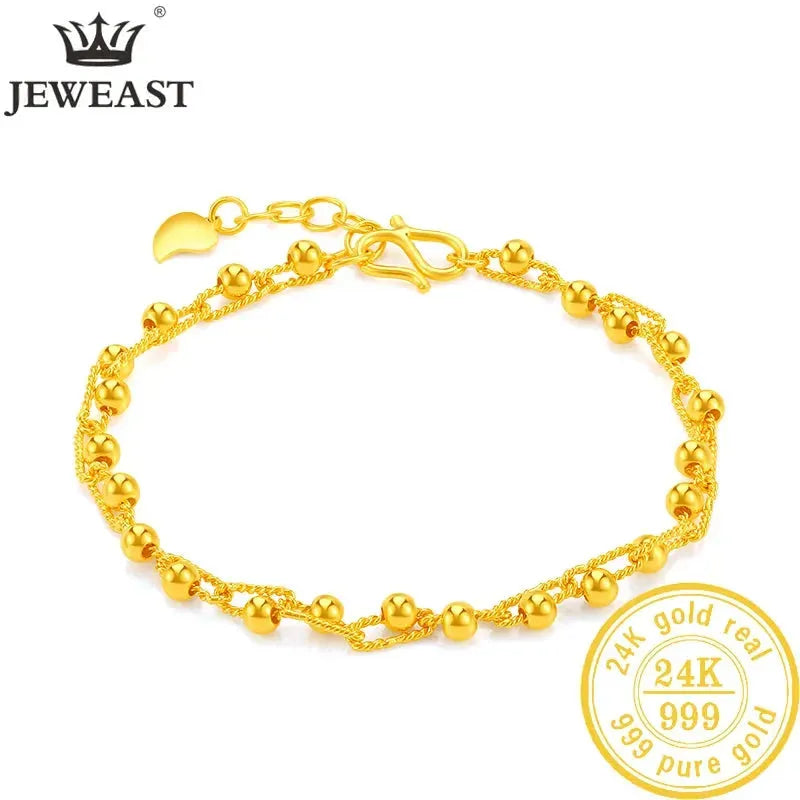 24K Pure Gold Bracelet for Women - 999 Solid Real Gold Bangle - Elegant Romantic Classic Jewelry Gift for Anniversary, Birthday & Valentine's Day - Trendy 2023 Luxury Fashion Accessory for Parties & Special Occasions