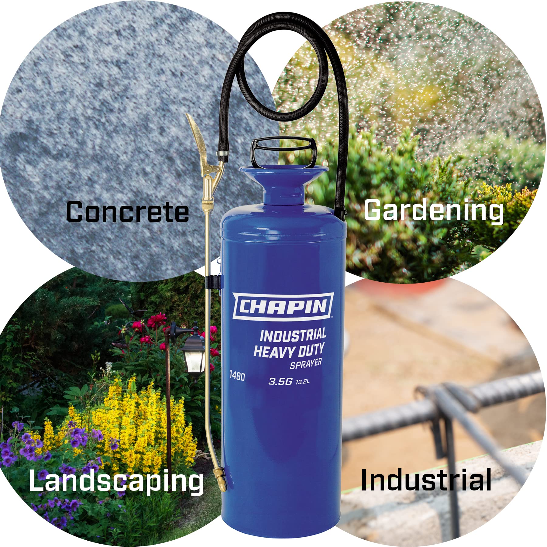 Chapin 1480 Industrial 3.5-Gallon Funnel Top Professional Sprayer - Heavy Duty, Blue - Perfect for Lawn Care, Pest Control & Agricultural Use