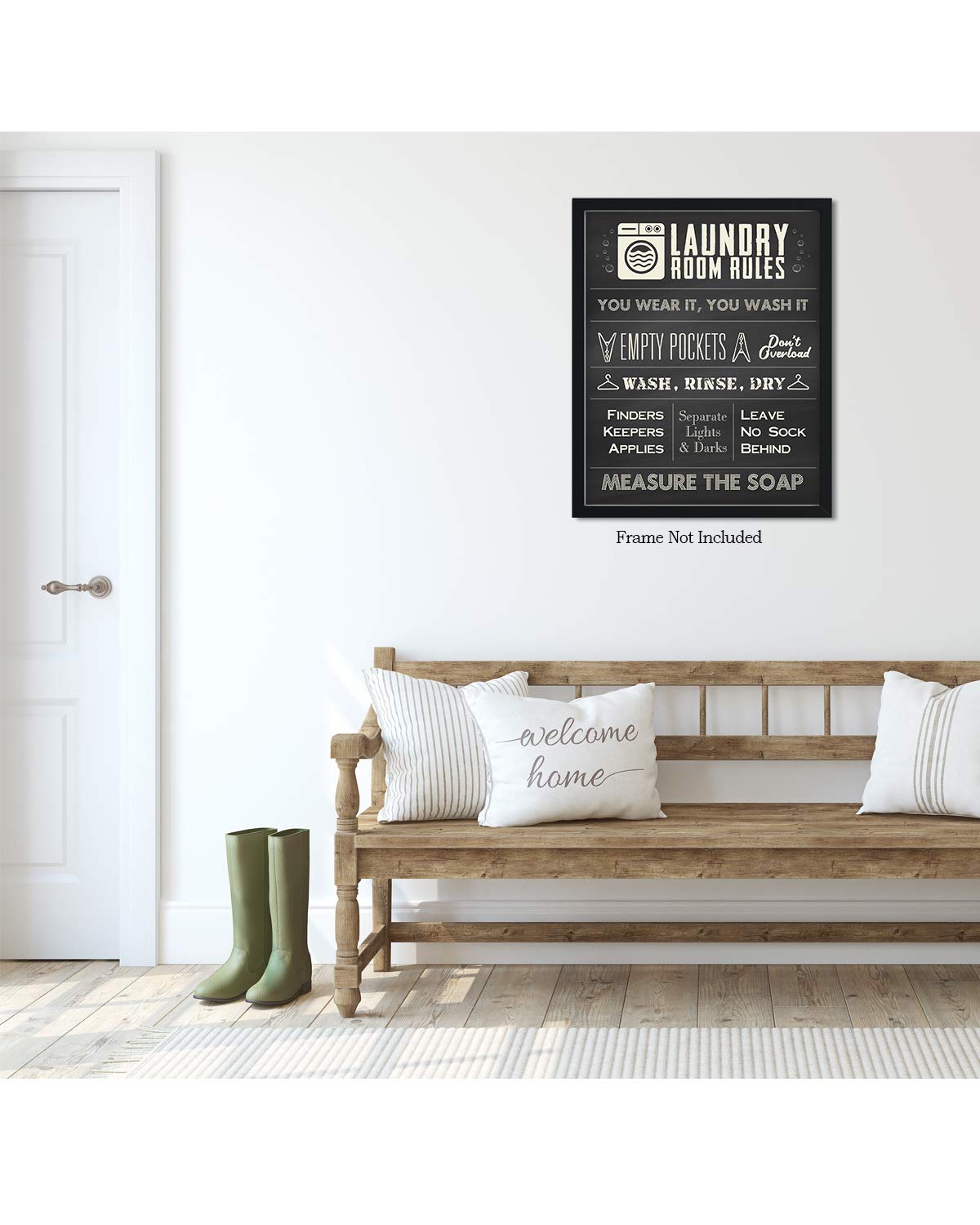 Laundry Room Rules Wall Art Decor Print - 16x20 Inch Unframed Poster - Perfect for Laundry Room Decoration & Unique Gift Ideas - Home Decor for Washer & Dryer Area