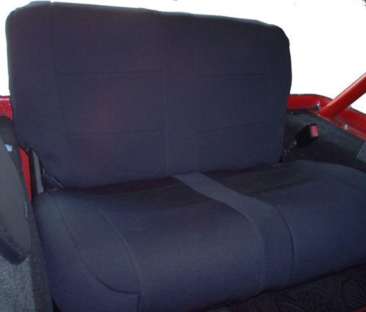 Coverking Neoprene Rear Solid Bench Seat Cover for Jeep Wrangler TJ - Medium Gray with Black Sides | Custom Fit Protection for Off-Road Adventures & Daily Commutes