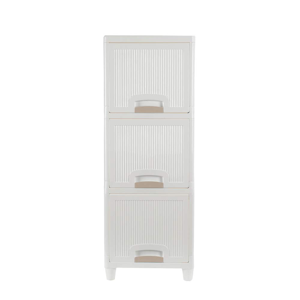 3-Tier Wooden Bathroom Floor Cabinet with 2 Drawers - Free Standing Storage Organizer for Bathroom & Bedroom - White Accent Furniture for Small Space Organization | Perfect as Side Table, Bathroom Storage, or Bedroom Closet Organizer