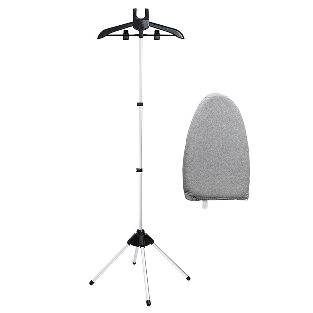 Foldable Telescopic Steamer Stand with Ironing Gloves - Portable Garment Steamer Rack & Hanger for Wrinkle-Free Clothes - Perfect for Travel, Home, and Professional Use - Black