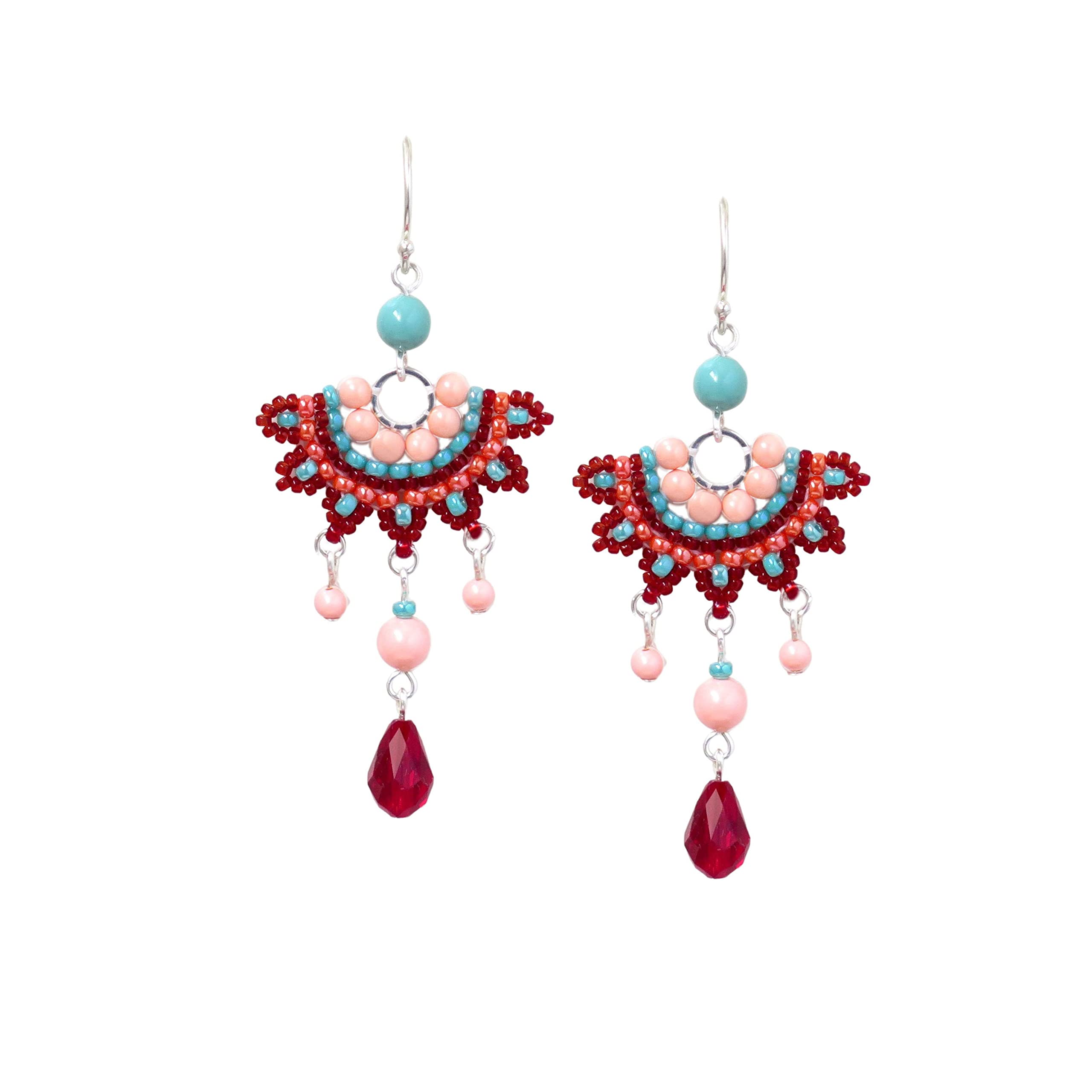 Handmade Drops Colorful Chandelier Earrings with Swarovski Crystals & Gold-Filled Beads - Elegant Party & Wedding Jewelry Accessories