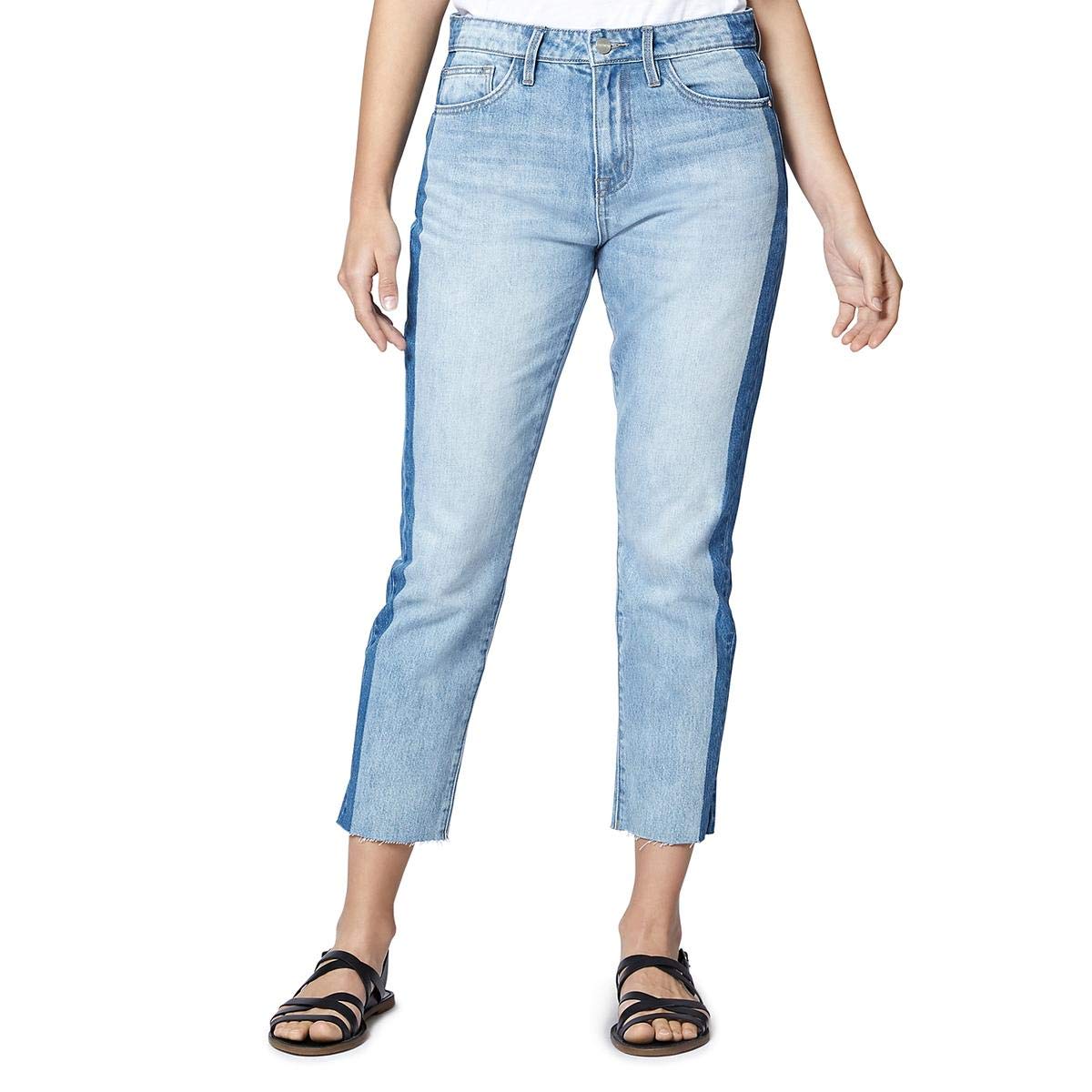 Sanctuary Denim Women's Charli Shadow Stripe High-Rise Straight Leg Jeans - Blue | Comfortable & Stylish for Everyday Wear, Office & Casual Outings