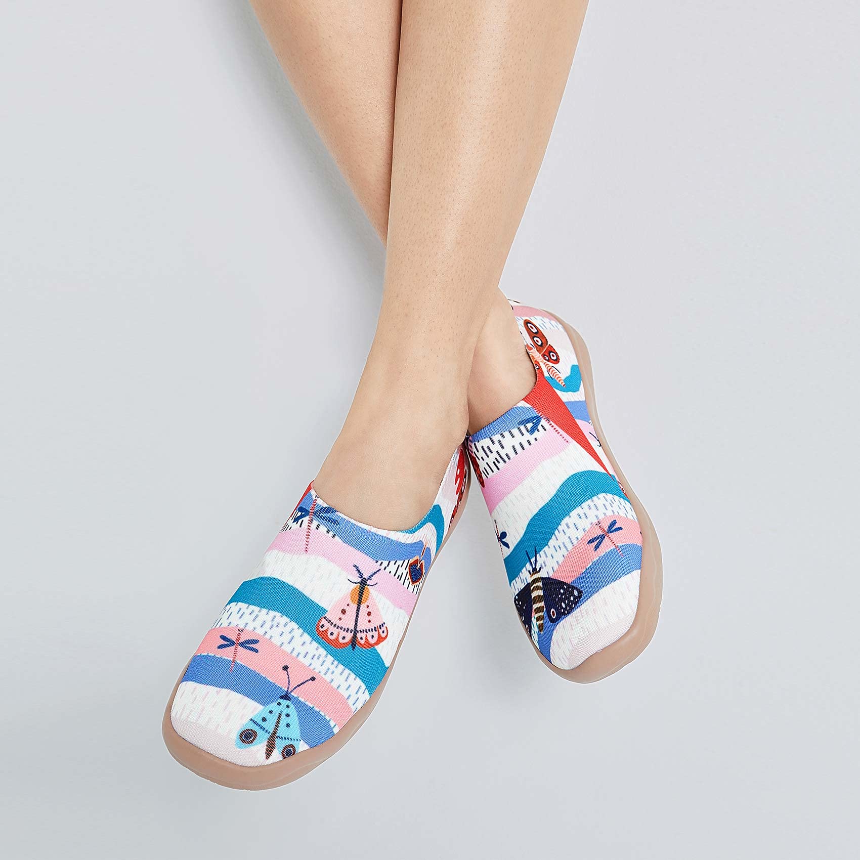 UIN Women's Slip On Sneakers - Casual Knit Loafers with Artistic Painting | Comfortable Soft Walking Shoes for Women | Perfect for Work, Travel & Everyday Wear