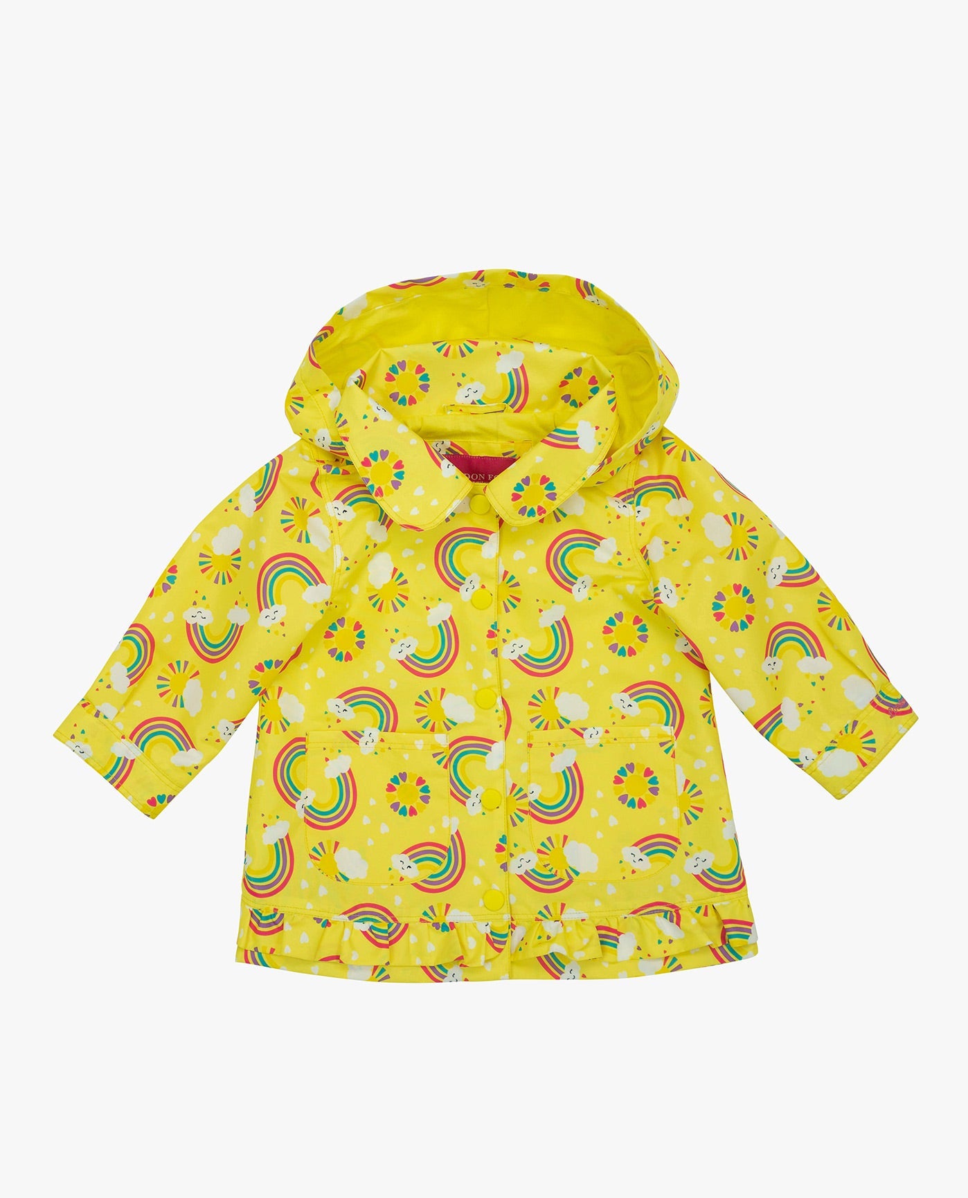 Girls Waterproof Printed Hooded Raincoat with Snap Front & Collar - Stylish Outerwear for School, Playdates & Outdoor Adventures