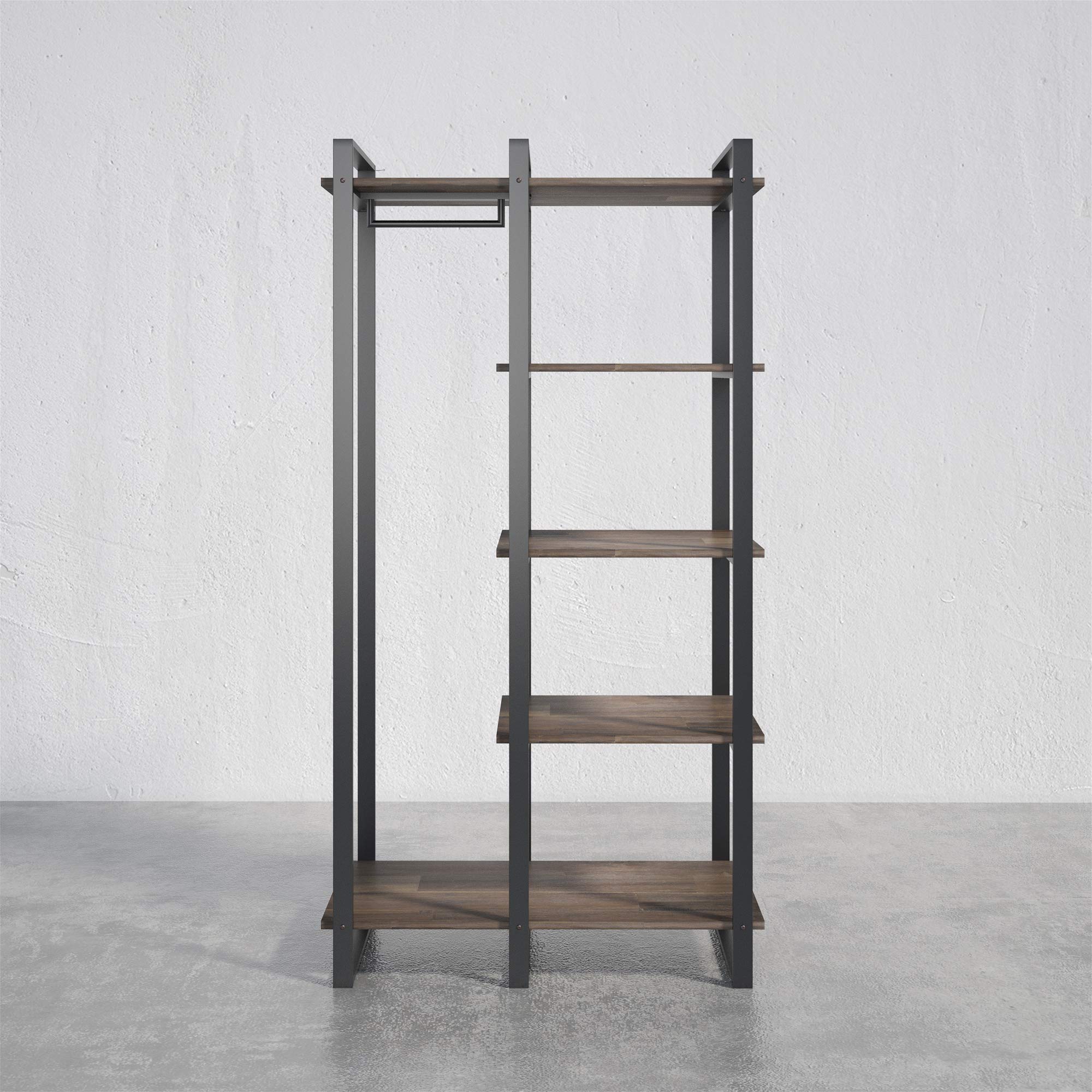 ZINUS Brock 4-Shelf Bookcase with Hanging Storage - Metal Frame & Solid Acacia Wood - Easy Assembly - Perfect for Living Room, Bedroom, or Home Office Organization