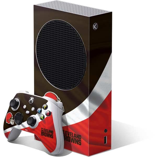 Officially Licensed NFL Cleveland Browns Gaming Skin Decal for Xbox Series S Bundle - Custom Protective Cover for Enhanced Gaming Experience