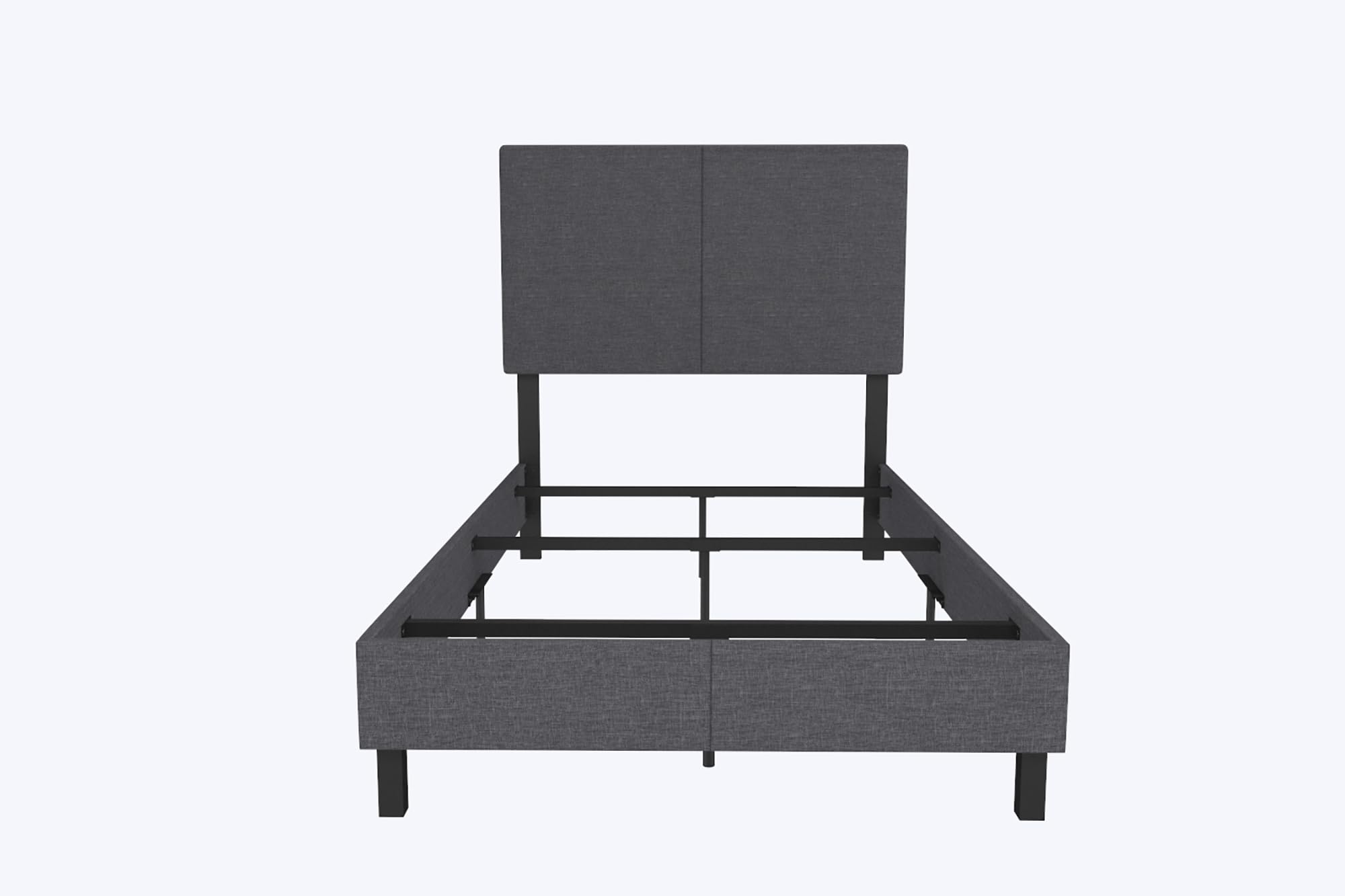 DHP Janford Upholstered Twin Size Bed Frame with Gray Linen Fabric - Modern Platform Bed for Small Spaces, Guest Rooms & Dormitories