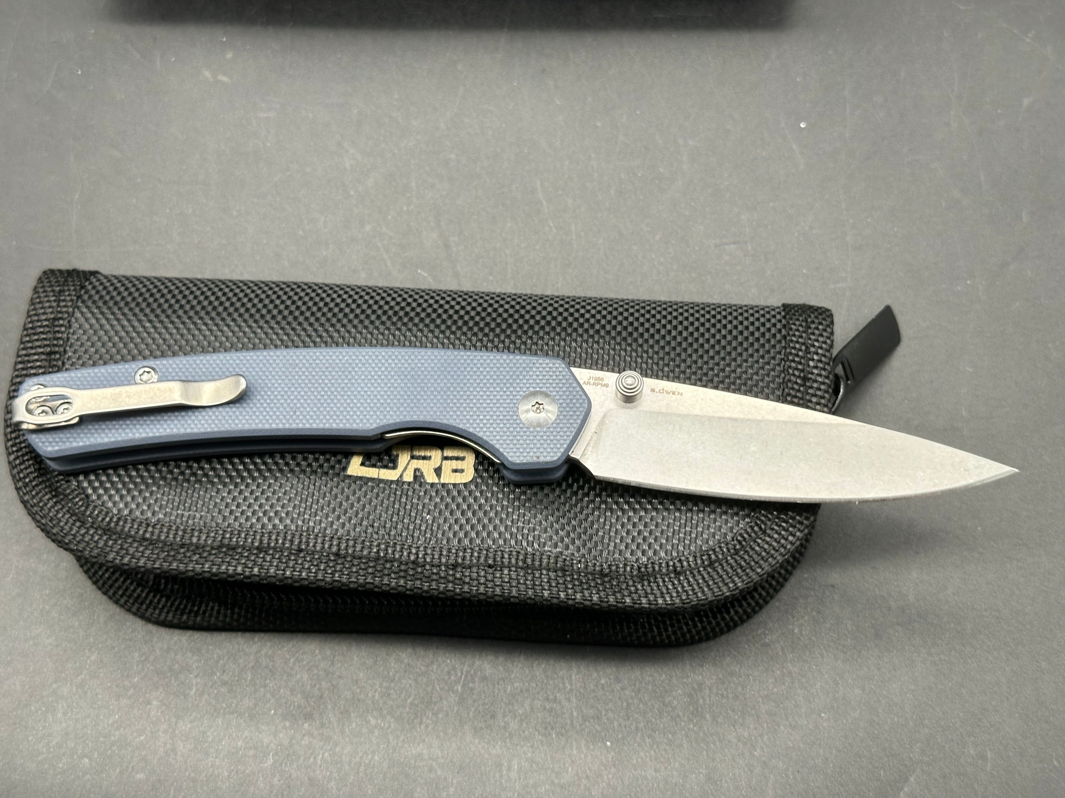 CJRB KAIN Gray G10 & Aluminum Handle Folding Pocket Knife with AR-RPM9 Steel Blade - EDC, Outdoor, Camping & Survival Gear