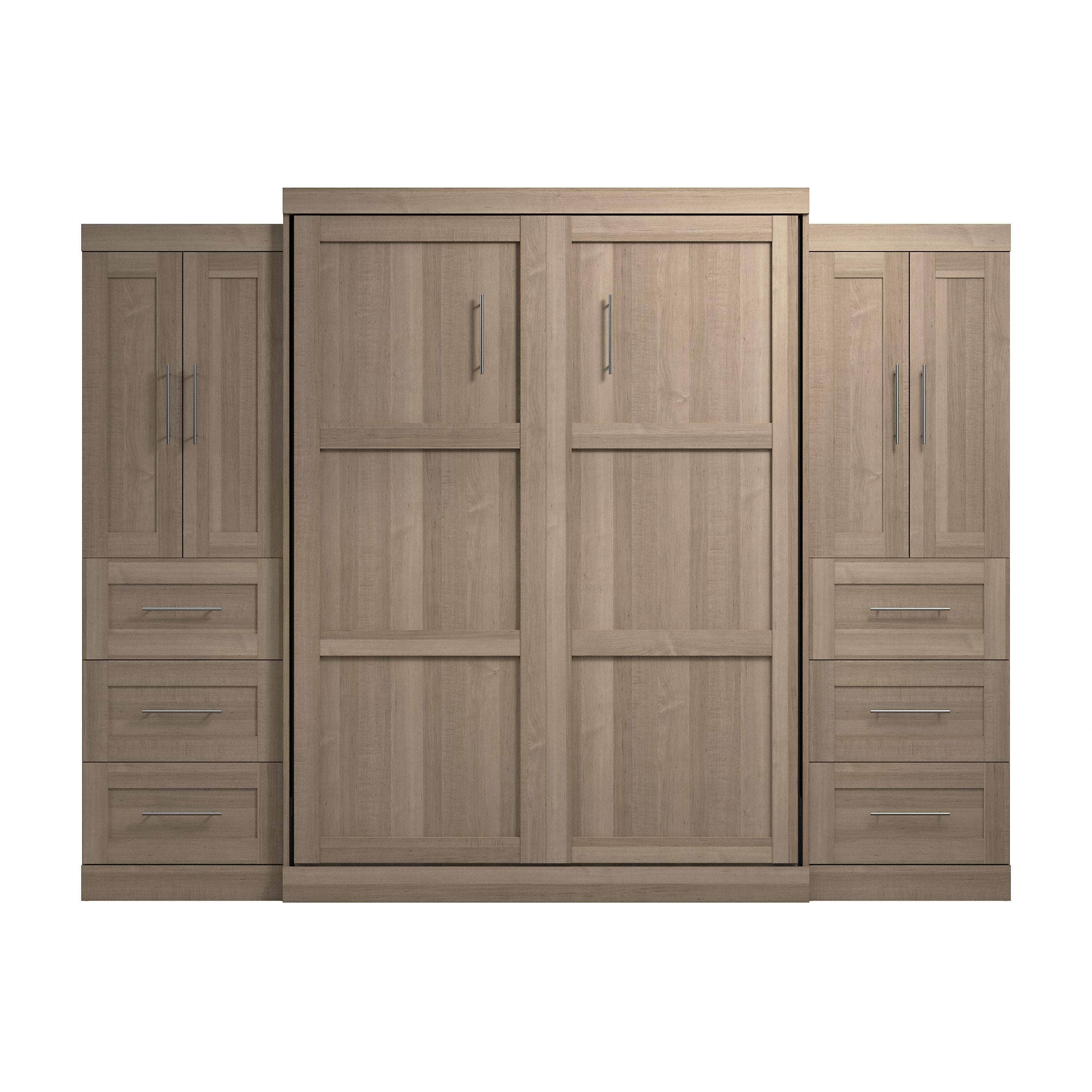 Pur Queen Murphy Wall Bed with Closet Storage Cabinets (115W) - 7 Color Options - Space-Saving Solution for Small Apartments, Guest Rooms & Home Offices