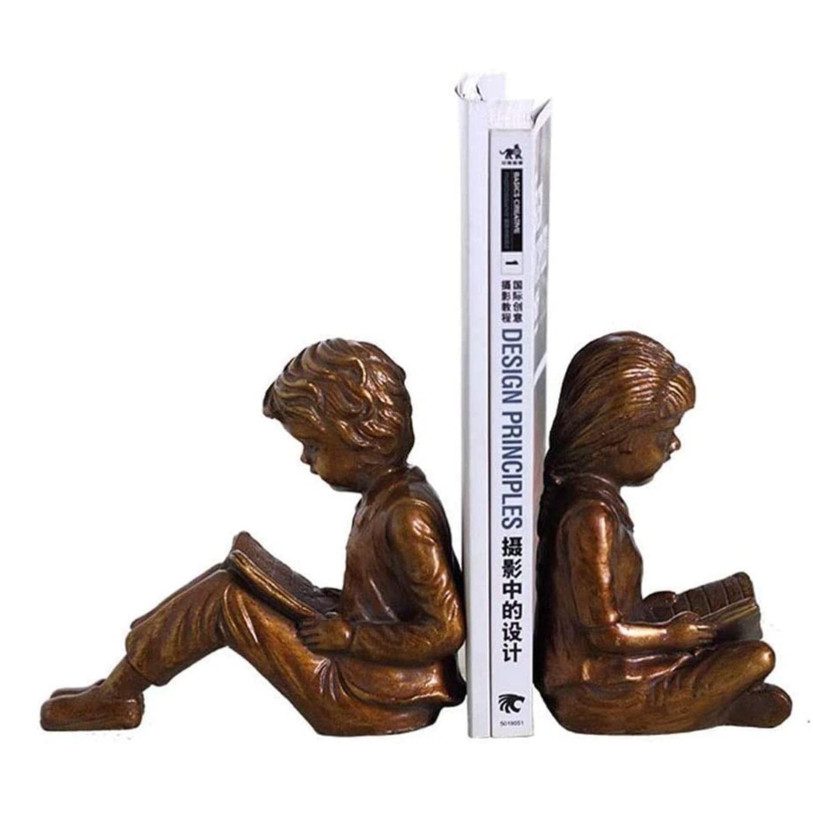 Decorative Bookends for Bookshelves - Resin Bookend Set with Fun Characters - Perfect for Home Office, Kids Room, and Library Organization