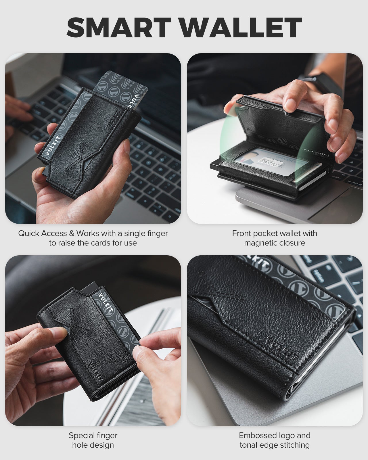 VC415 RFID Blocking Waterproof Leather Wallet for Men - Slim Bifold Wallet with Quick Access Card Slot & Secure Storage - Perfect for Travel, Business & Everyday Use