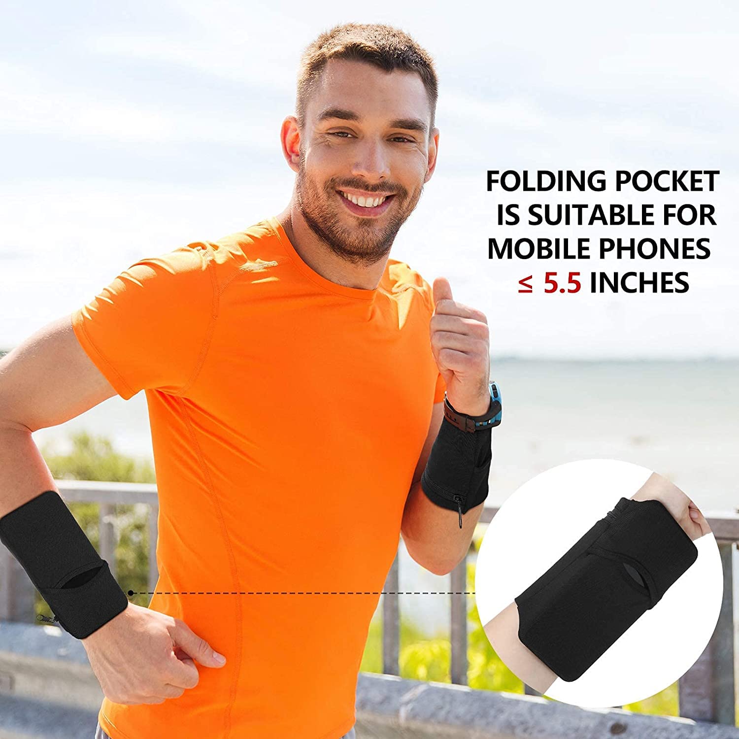 SAIPOM 4 Pack Sports Wrist Wallet - Sweatproof Zippered Wristband for Running, Gym & Cycling - Secure Phone Holder for Fitness, Keys, ID Cards & Money Storage - Perfect Workout Accessory for Jogging & Outdoor Activities