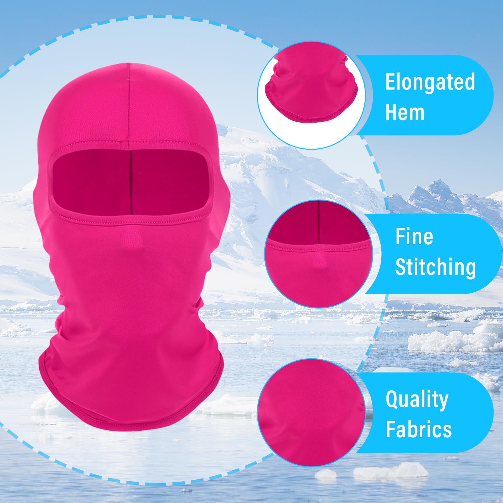 Kewucn Balaclava Ski Mask Full Face Cover - UV & Wind Protection for Summer & Hot Weather - Breathable Lightweight Face Mask for Cycling, Motorcycle, Running & Outdoor Sports - Unisex for Men & Women (Rose Red) - Perfect for Hiking, Skiing & Winter Activities