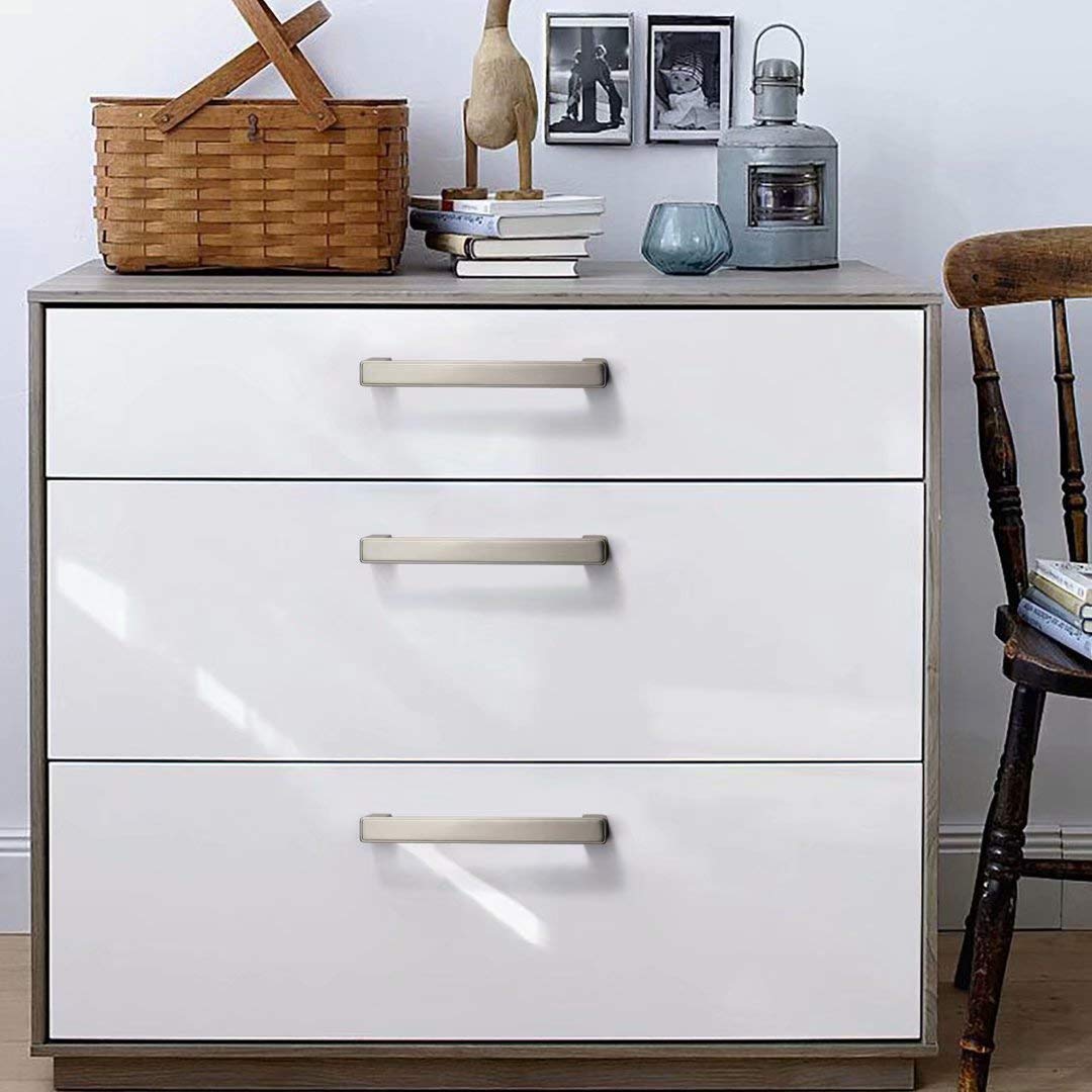 6-Pack European Style Cabinet Handles & Drawer Pulls - Brushed Nickel Zinc Alloy Bow Knobs for Kitchen Cabinets, Dressers & Cupboards (128mm Hole Centers) - Perfect for Home Renovation & Furniture Upgrade