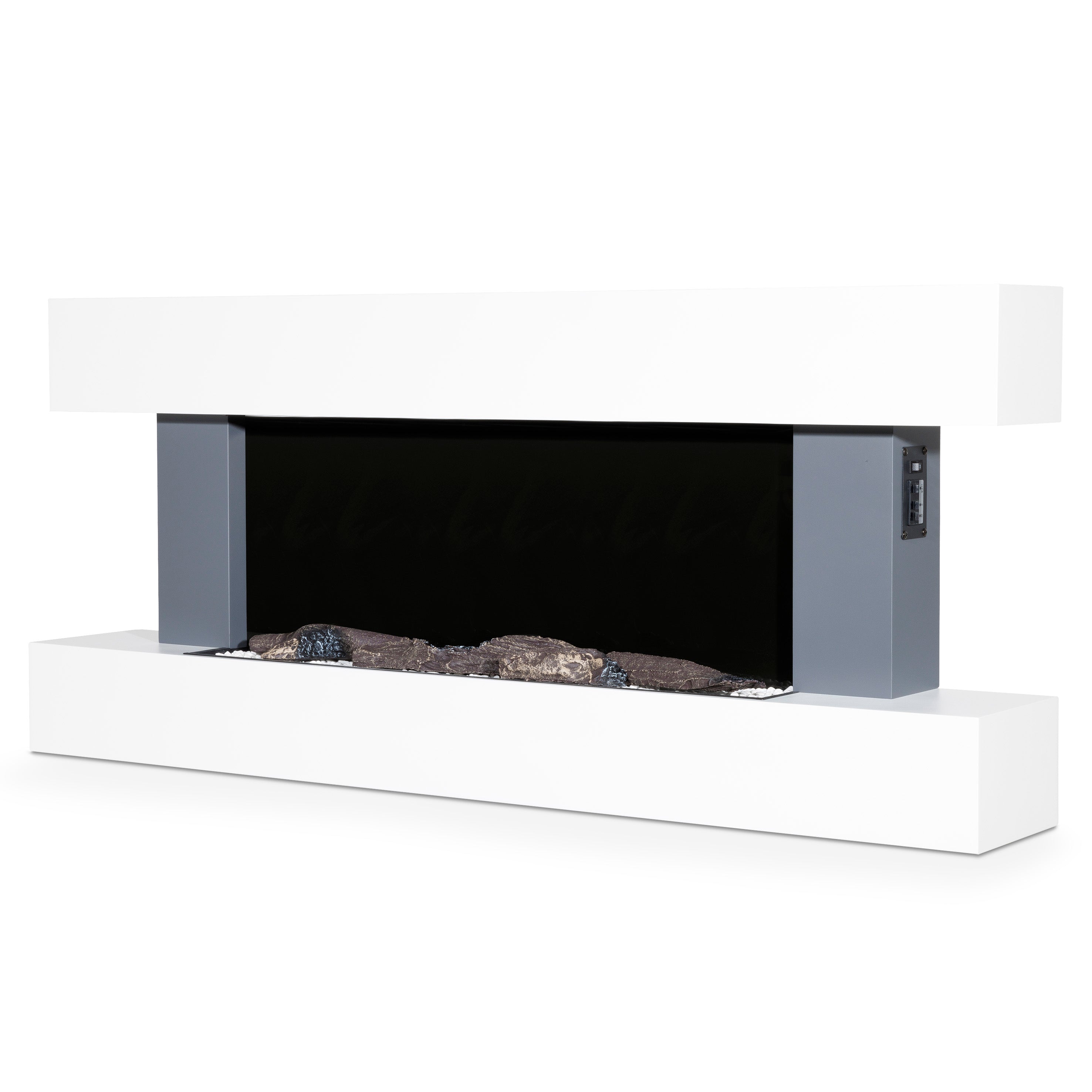 Baridi 52 Inch Electric Fireplace Wall Mount - Realistic LED Flame Effects, Grey Finish - Perfect for Living Room, Bedroom & Office Heating (Model DH112)
