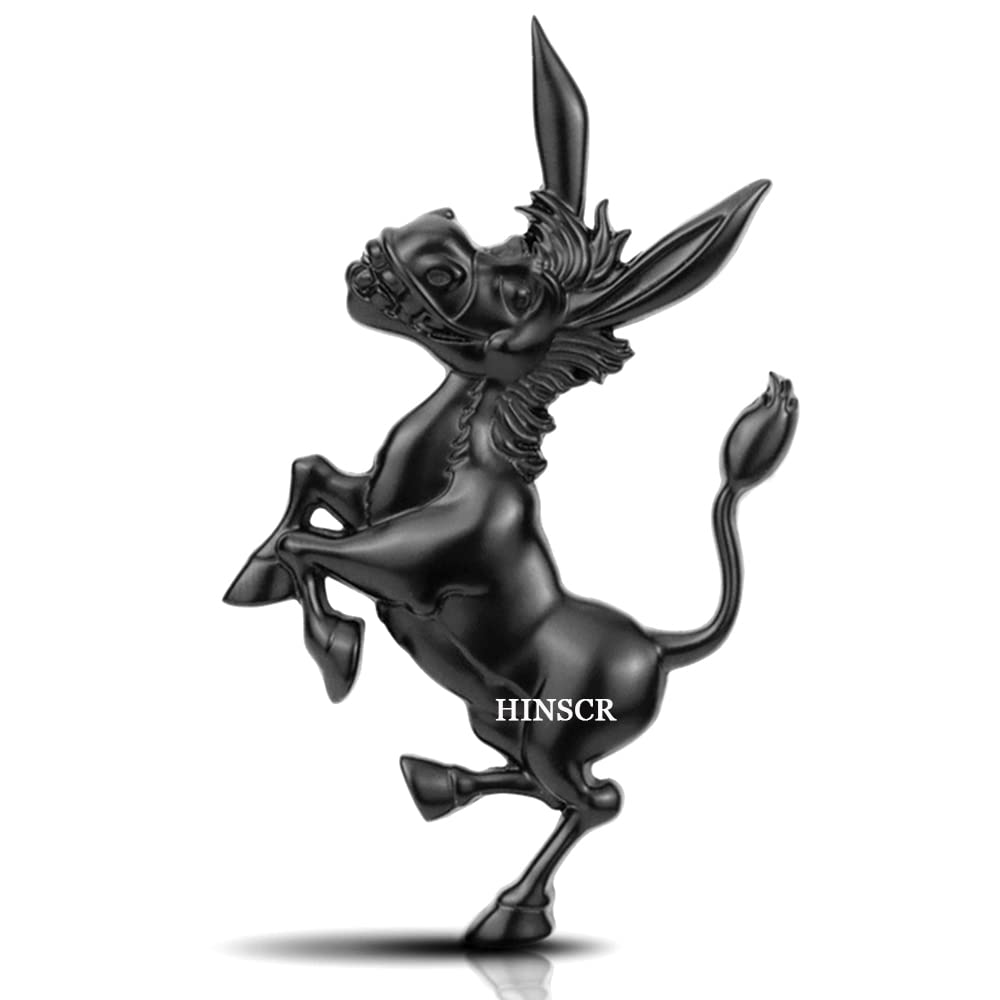 Donkey Metal 3D Car Hood Emblem - Black Decorative Badge Sticker for Car, Motorcycle, Laptop, Backpack - Perfect for Personalizing Vehicles and Accessories