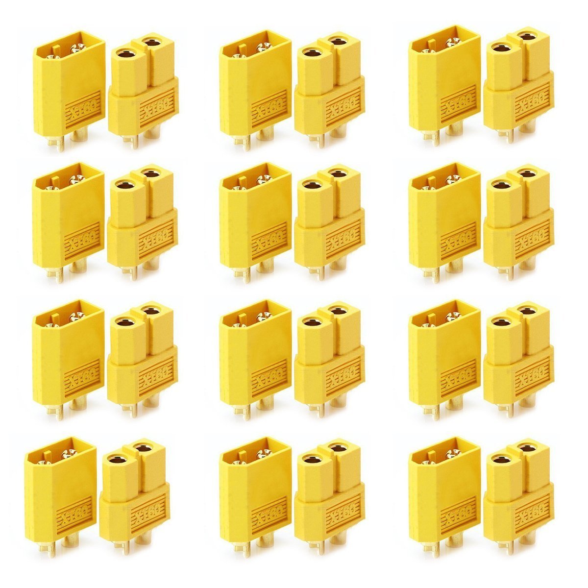 12 Pairs XT-60 Male Female Bullet Connectors - Gold Plated RC Battery Plugs for Lipo Drone, Airsoft & RC Cars - High Current Power Connectors for DIY Electronics Projects