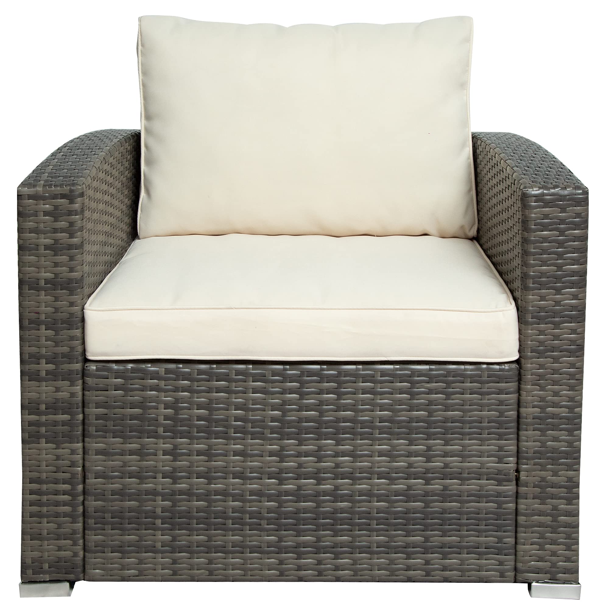 7-Piece Outdoor Patio Furniture Set - All-Weather PE Rattan Wicker Sofa with Cushions, Coffee Table & Storage - Beige - Perfect for Backyard, Garden, Poolside & Terrace Relaxation