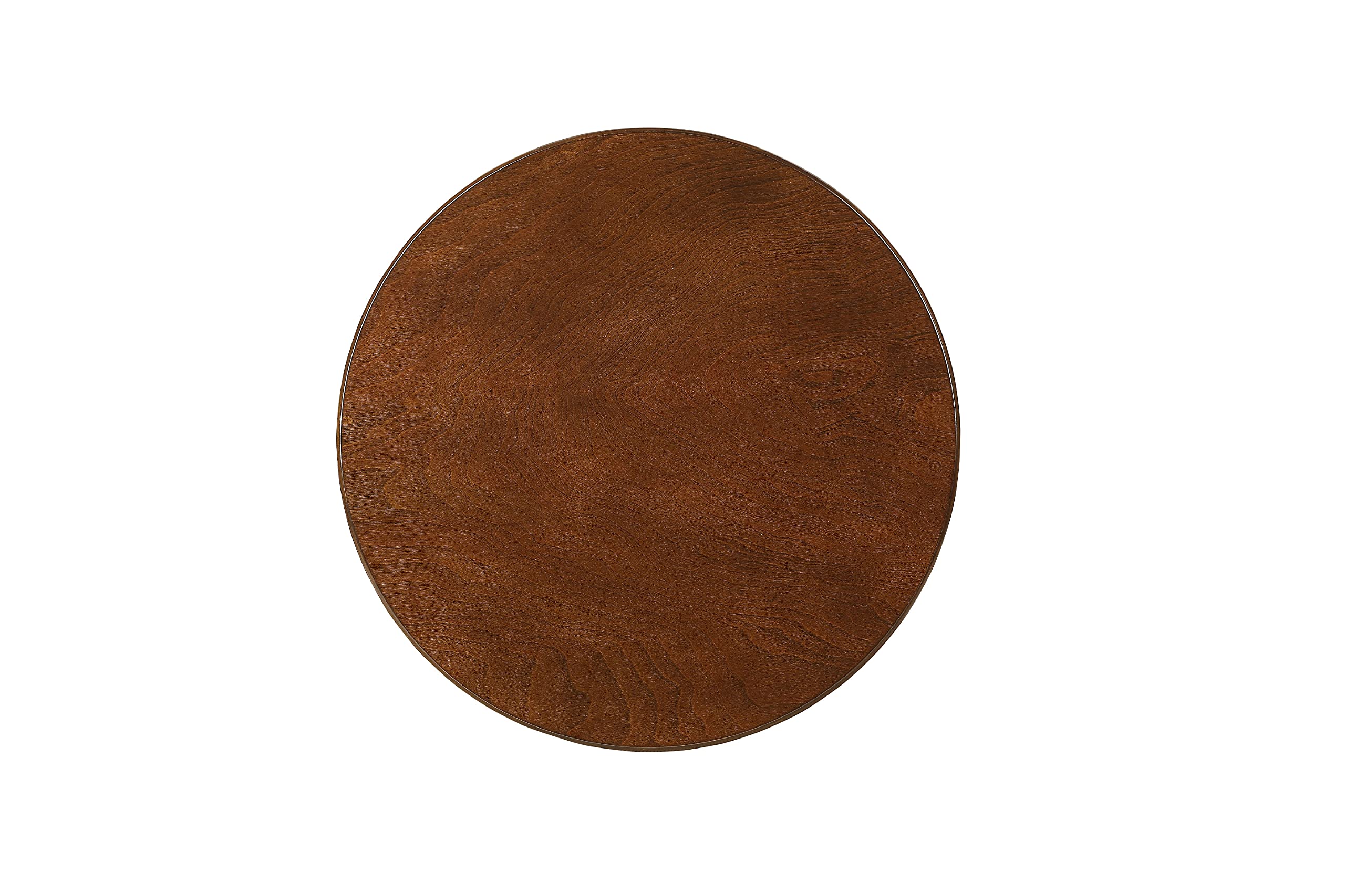 Solid Walnut Wooden Aberta Side Table with Round Legs and Shelf - Round End Table, Nightstand, or Plant Stand for Living Room, Bedroom, or Office Decor (Walnut-1)