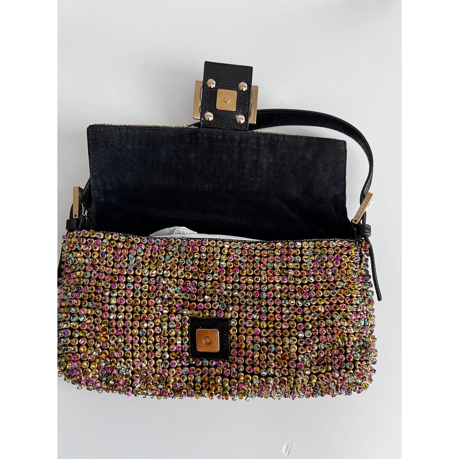 Fendi Limited Edition Multi-Color Beaded Baguette Bag | Luxury Designer Handbag for Women | Perfect for Parties, Weddings & Special Occasions