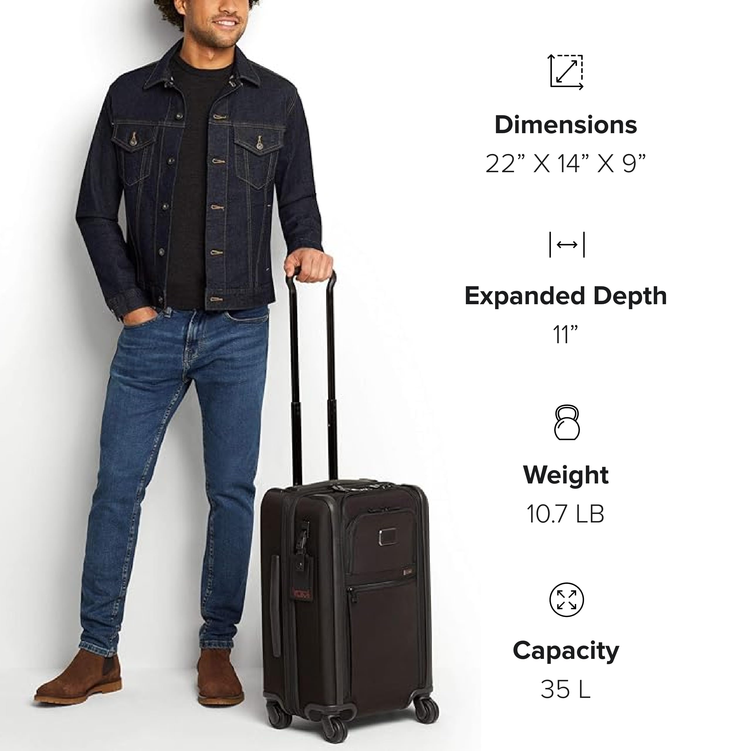 TUMI International Dual Access 4-Wheel Carry-On Luggage - Durable Compact Suitcase with Removable Garment Bag & USB Charging Port - Perfect for Business Travel & Weekend Getaways
