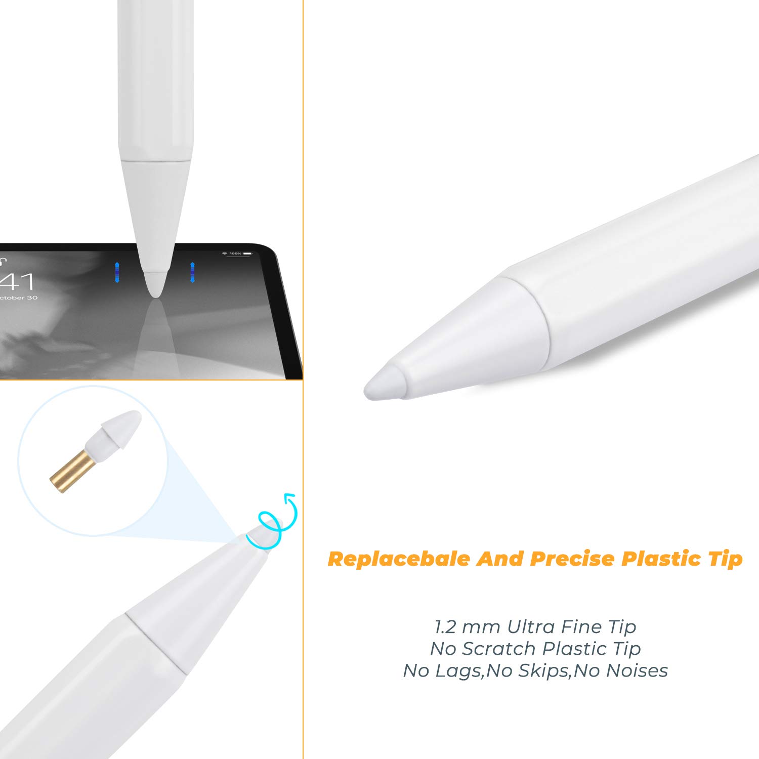 EDIVIA Stylus Pen for Apple iPad (2024) - Fast Charging & Palm Rejection Compatible with iPad Pro M4/Air M2/10th/9th/8th Gen/Mini 6th/Pro 11 & 12.9