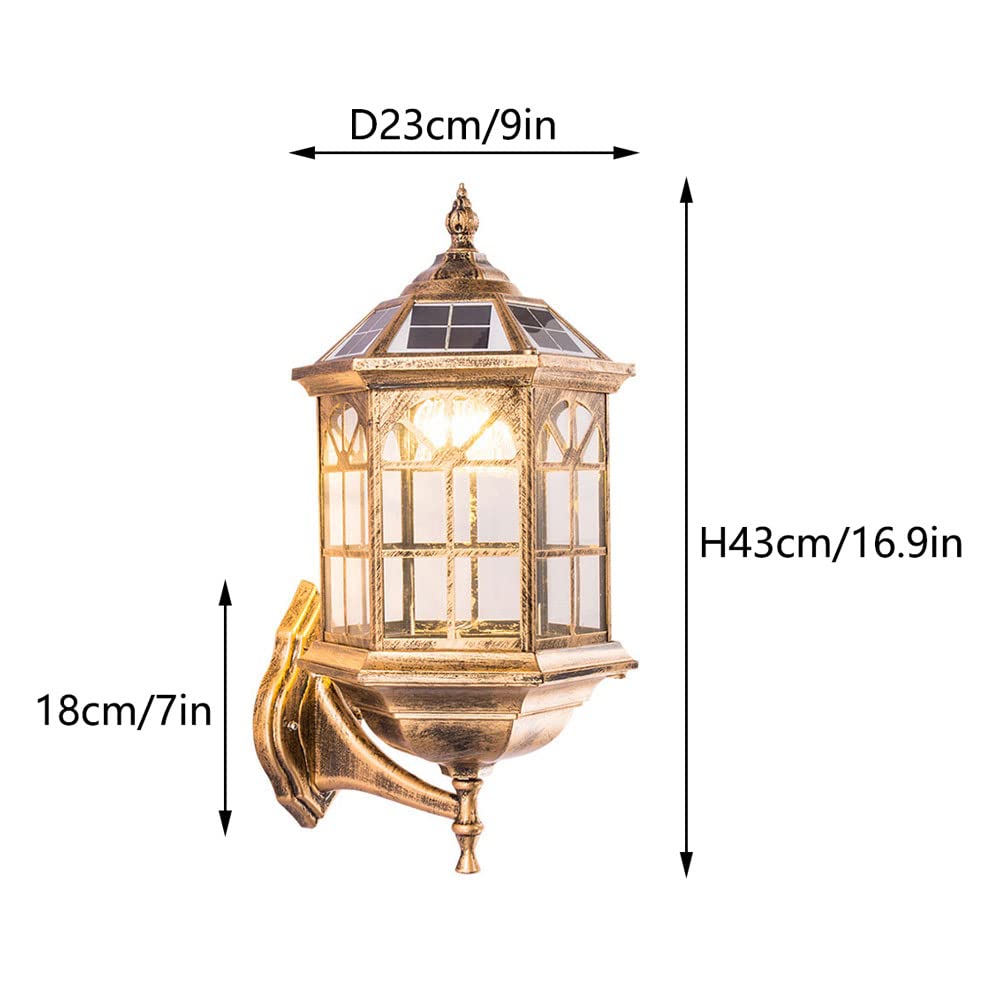 Solar Powered LED Outdoor Wall Lantern - Waterproof Matte Black Exterior Light Fixture with Clear Glass Shade - Rust-Resistant Wall Sconce for Porch, Patio, Garden & Pathway Lighting