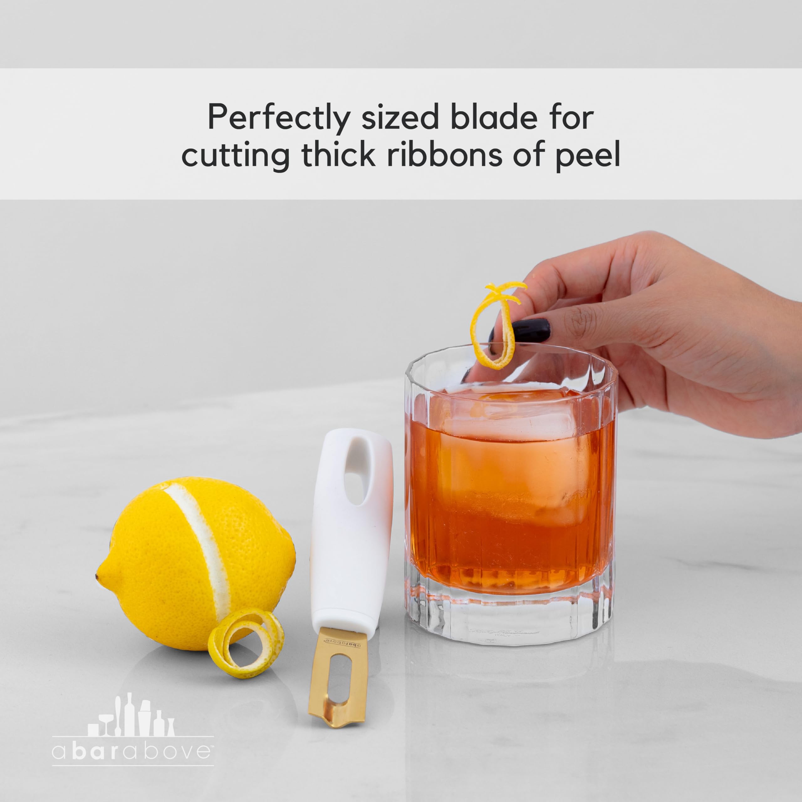 Premium Channel Knife for Cocktails - Gold & White Handle, Professional Bar Tool for Lemon Zester, Fruit Peeler & Garnish - Durable Citrus Knife Set of 2 - Perfect for Mixologists & Home Bartenders