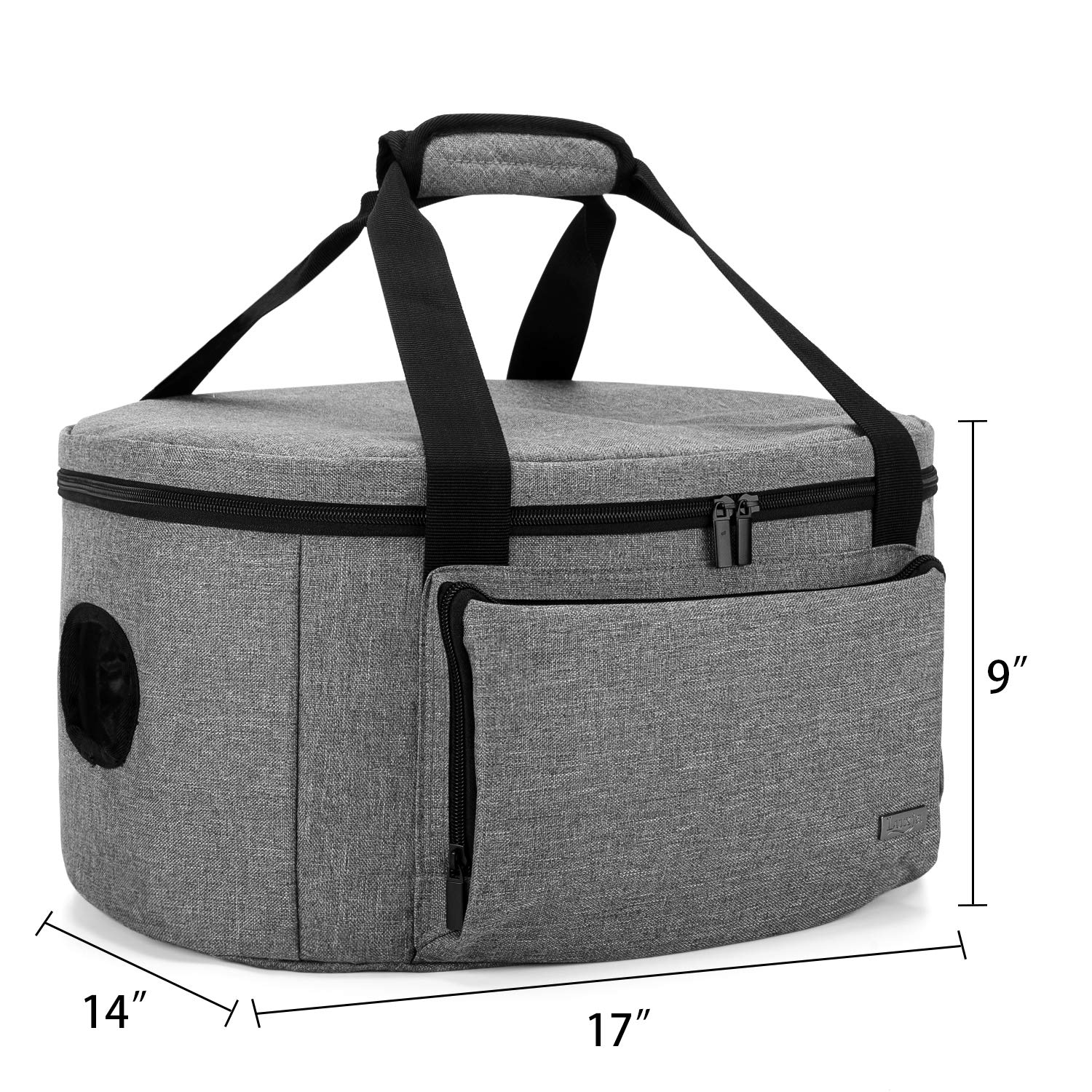 LUXJA Insulated Slow Cooker Bag with Bottom Pad & Lid Straps - Portable Thermal Carrier for 6-8 Quart Oval Slow Cookers (Gray) | Perfect for Potlucks, Picnics & Keeping Meals Warm at Parties