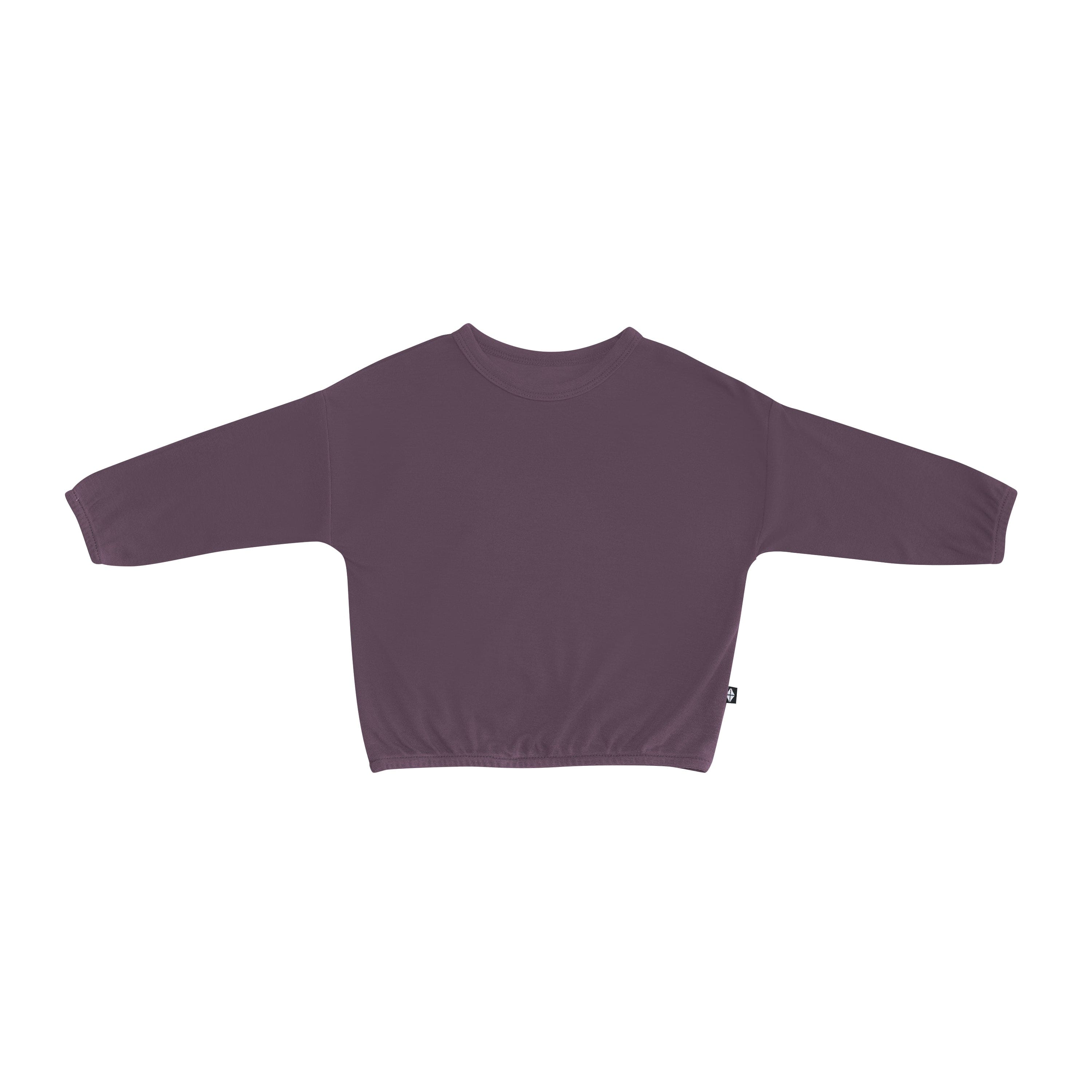 Stylish Bamboo Jersey Long Sleeve Drop Shoulder Top in Currant - Comfortable Women's Casual Shirt for Everyday Wear & Layering