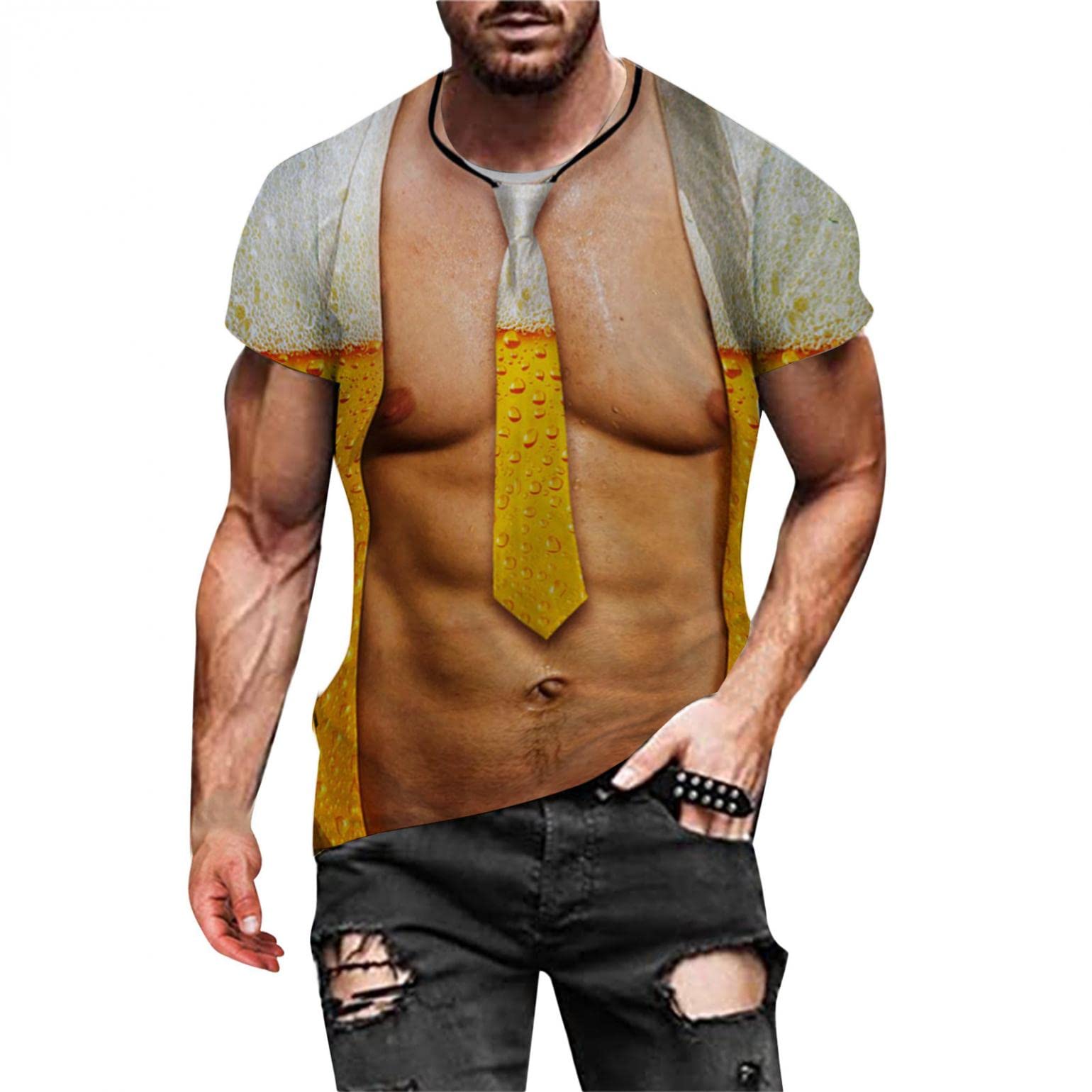 Men's Graphic T-Shirts - 3D Printed Vintage Muscle Pattern Casual Tee Shirts for Everyday Wear | Gym, Streetwear & Casual Outfits