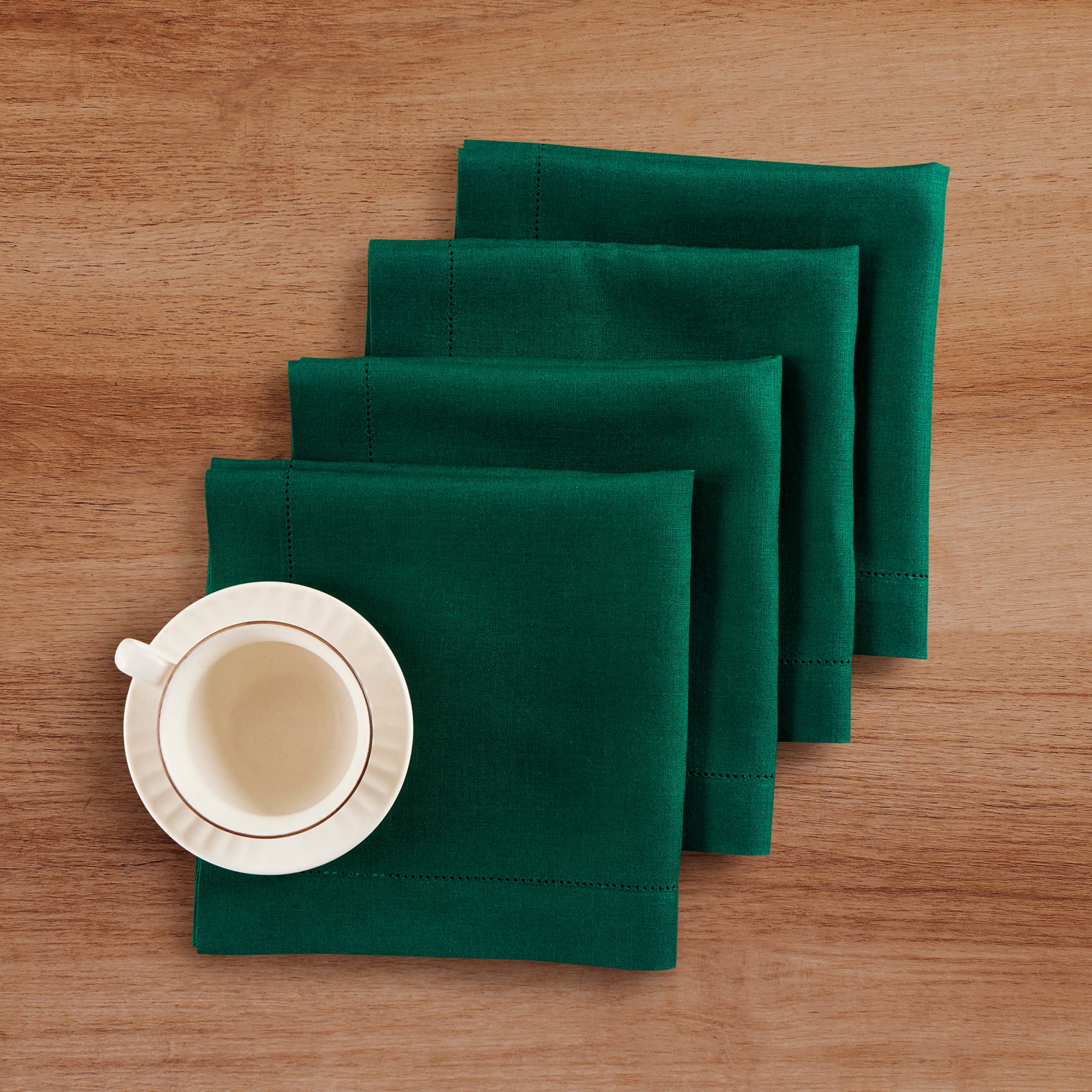 Premium Medium Weight Hemstitch Napkins - 12-Pack White Linen Dinner Napkins for Formal Dining, Weddings & Special Occasions