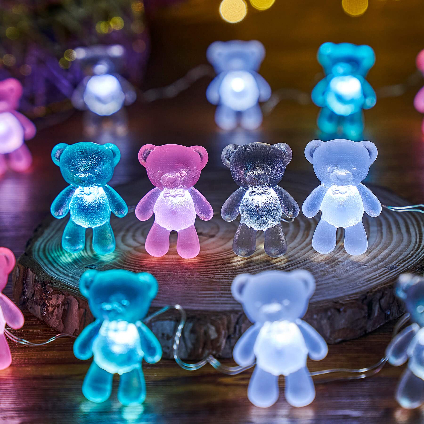 Cute Teddy Bear String Lights - 8.5ft 20LED Battery Operated Fairy Lights for Christmas, Parties, Home & Outdoor Decor - JASHIKA Novelty Lighting Gifts