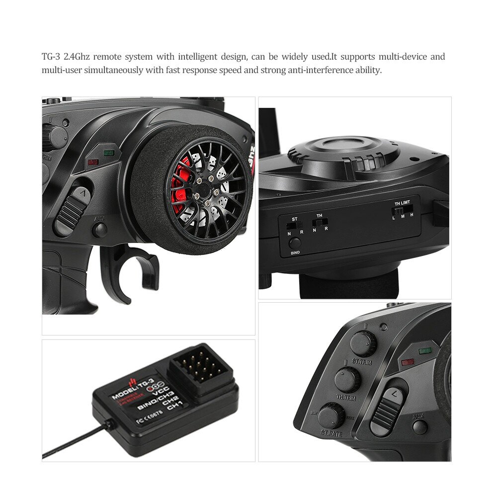 GoolRC TG3 2.4GHz 3CH Digital Radio Remote Control Transmitter & Receiver for RC Cars, Boats, Trucks - Perfect for Hobbyists, Racing and Outdoor Play