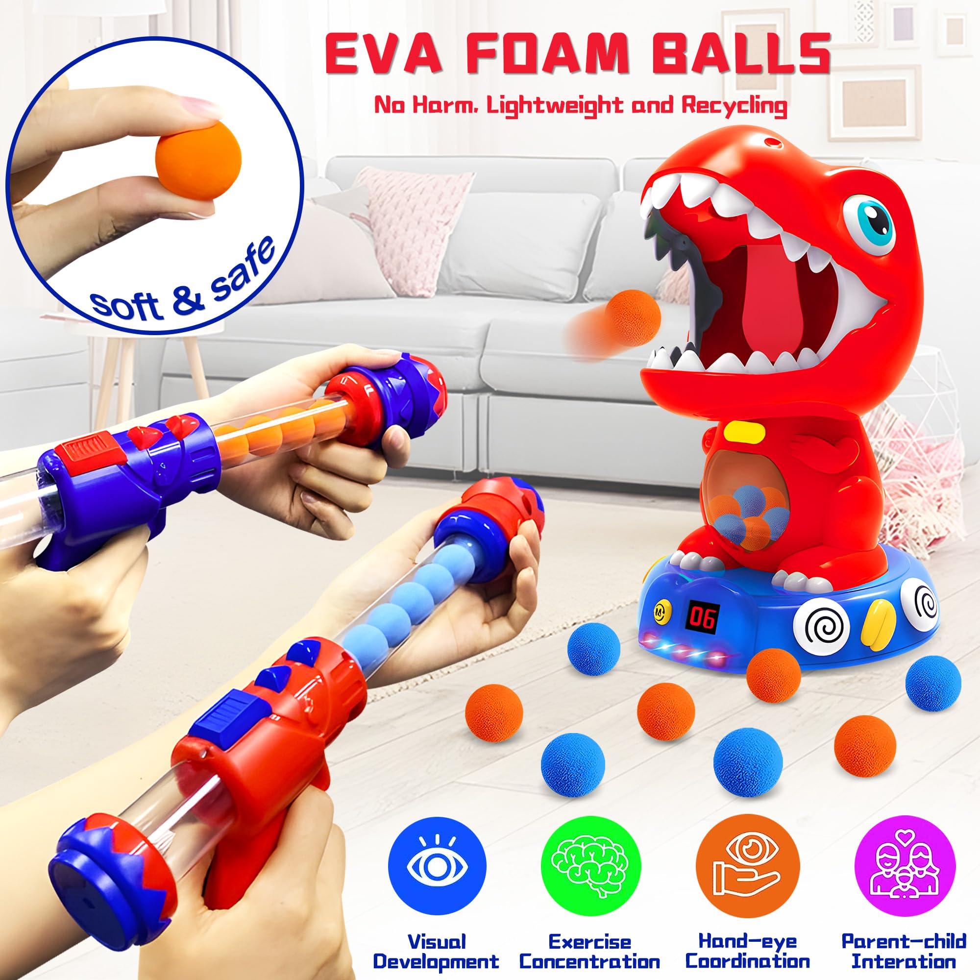 Dinosaur Shooting Toy with Sound & Spray Effects - Interactive Target Practice Game for Kids Ages 4-6+ | Perfect Gift for Boys & Girls | Fun Outdoor Play & Birthday Party Activity
