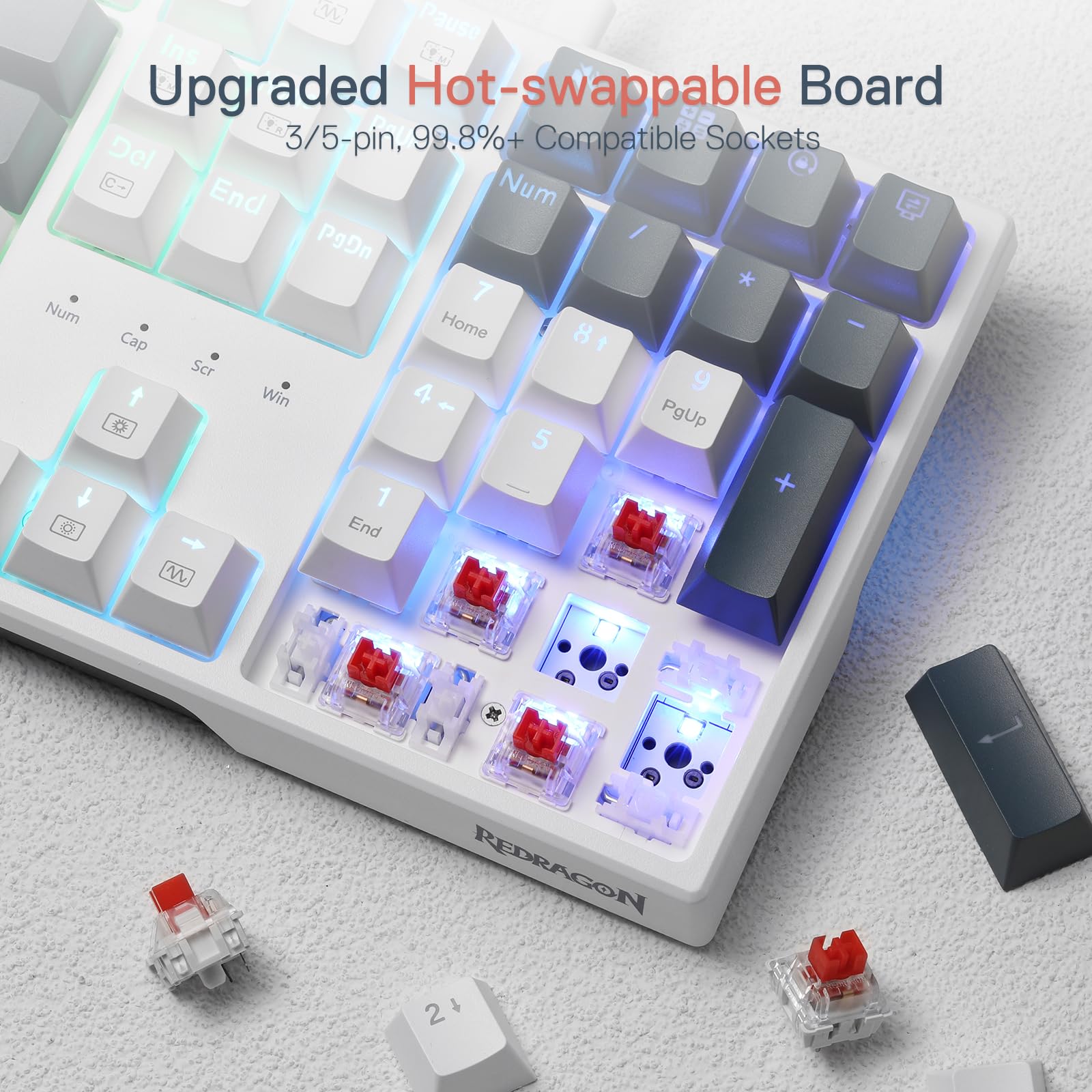 Redragon K668 RGB Mechanical Gaming Keyboard - 104 Keys, Hot-Swappable, Red Switch for PC Gaming