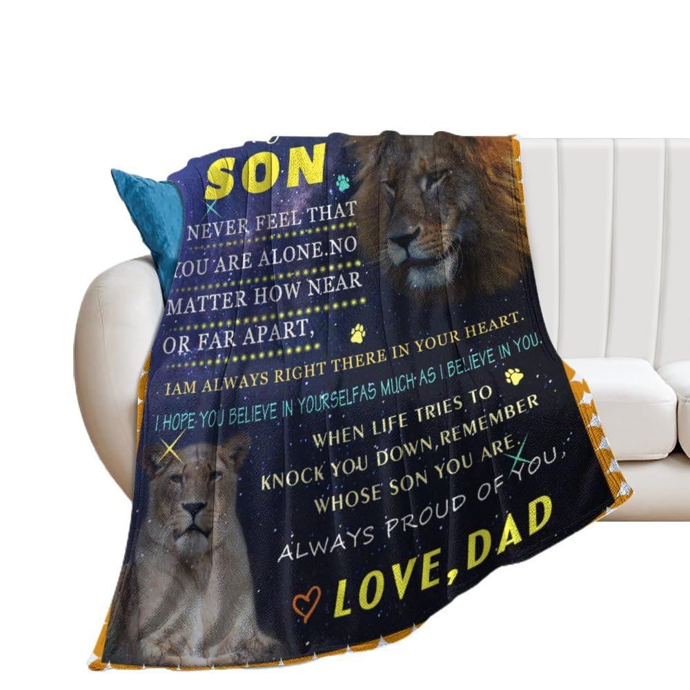 Ultra-Soft Flannel Throw Blanket for Son - 80x60 Inch Plush Lightweight Cozy Gift from Dad & Mom | Perfect for Bed, Sofa, Living Room & Family Movie Nights