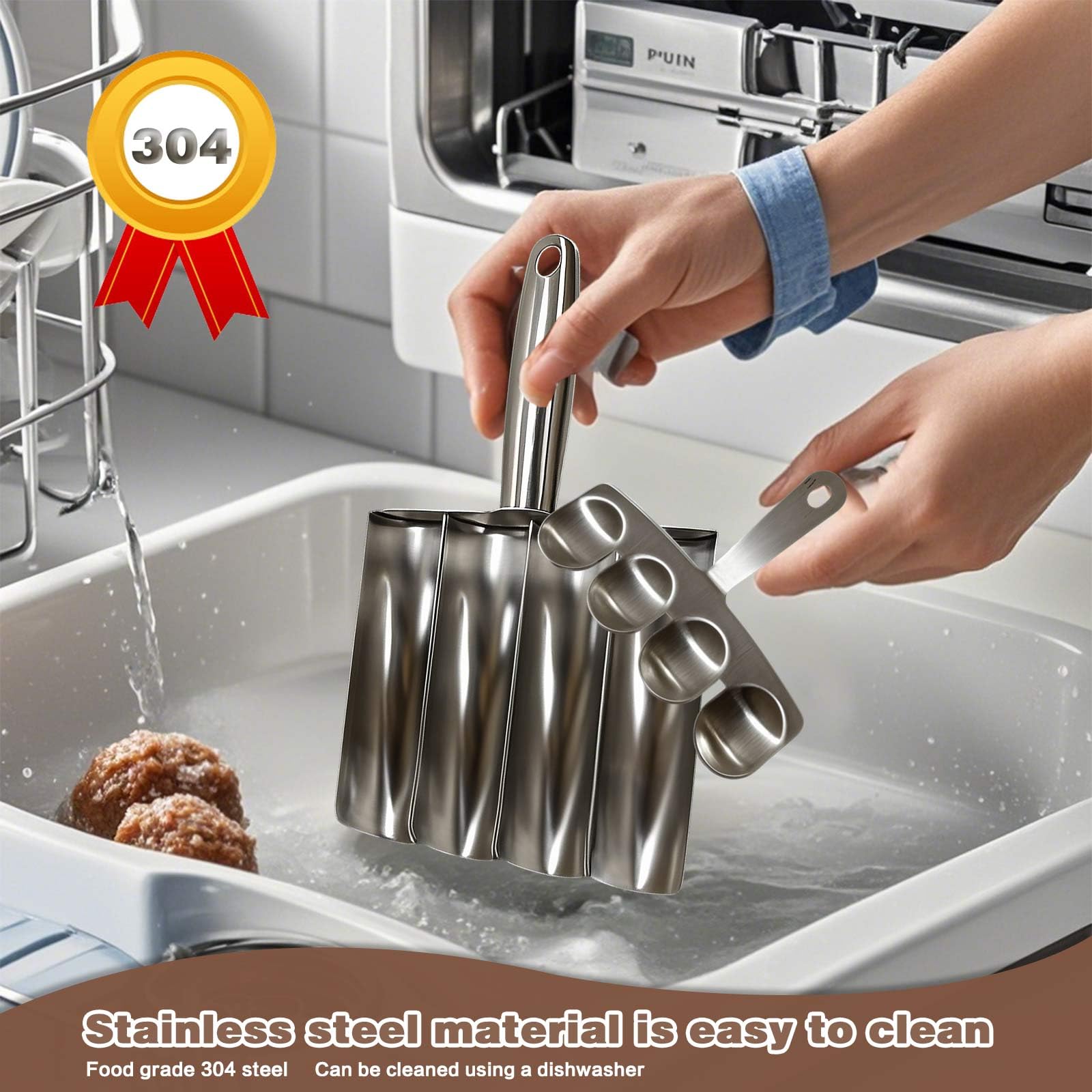 Stainless Steel Meatball Maker Tool - Kitchen Meatball Mold for Perfect 4 Meatballs at Once | Fast & Efficient Size Control | Ideal for Meatballs, Meatloaf, and Meal Prep