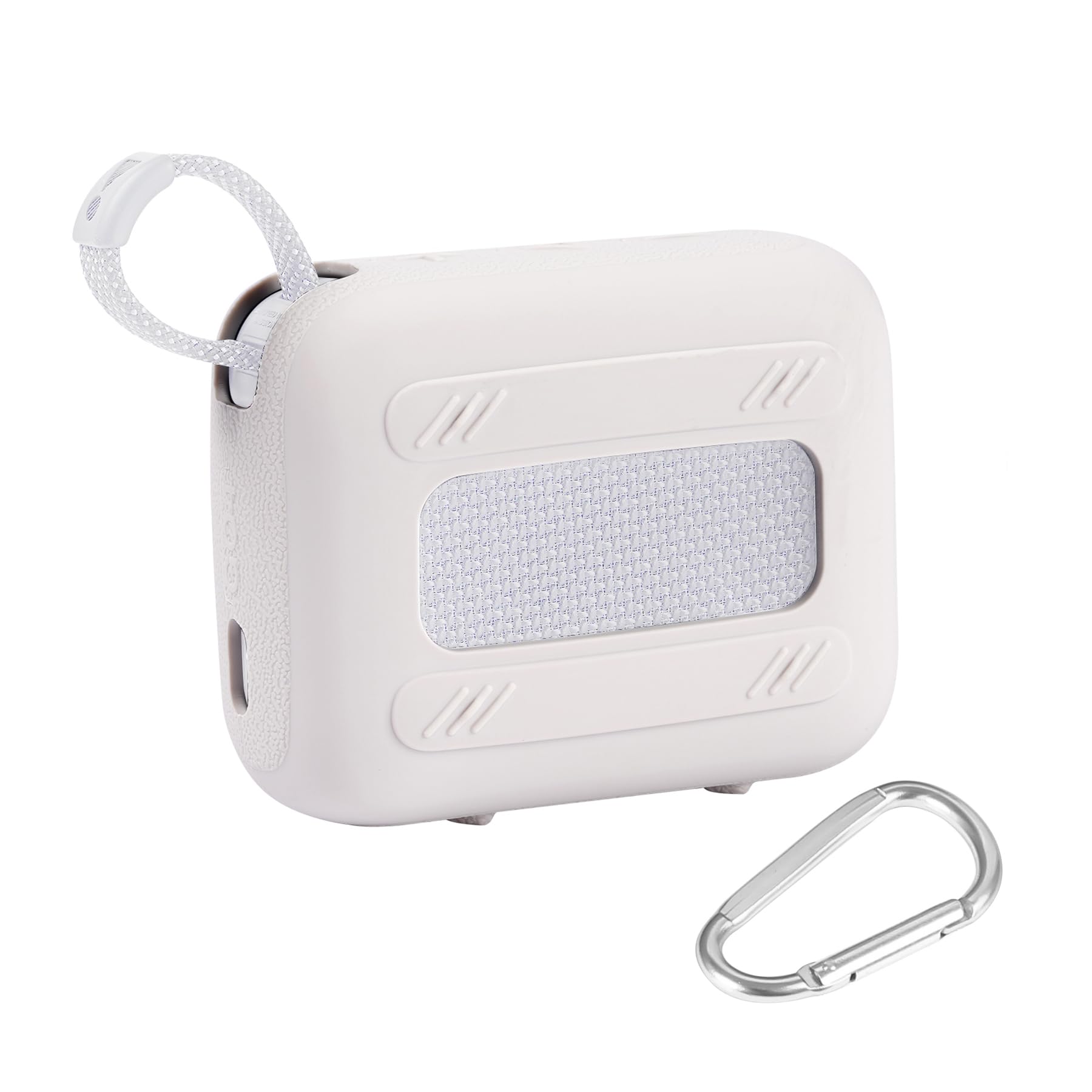 JBL Go 4 Waterproof Bluetooth Speaker Silicone Protective Cover with Carabiner - Shockproof Travel Case for Outdoor, Beach, Pool & Gym (Grey) by co2CREA