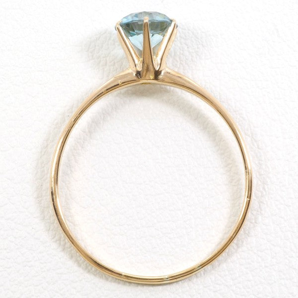 18K Yellow Gold Blue Zircon Ring for Women - Elegant Birthstone Jewelry Gift for Anniversary, Engagement & Special Occasions