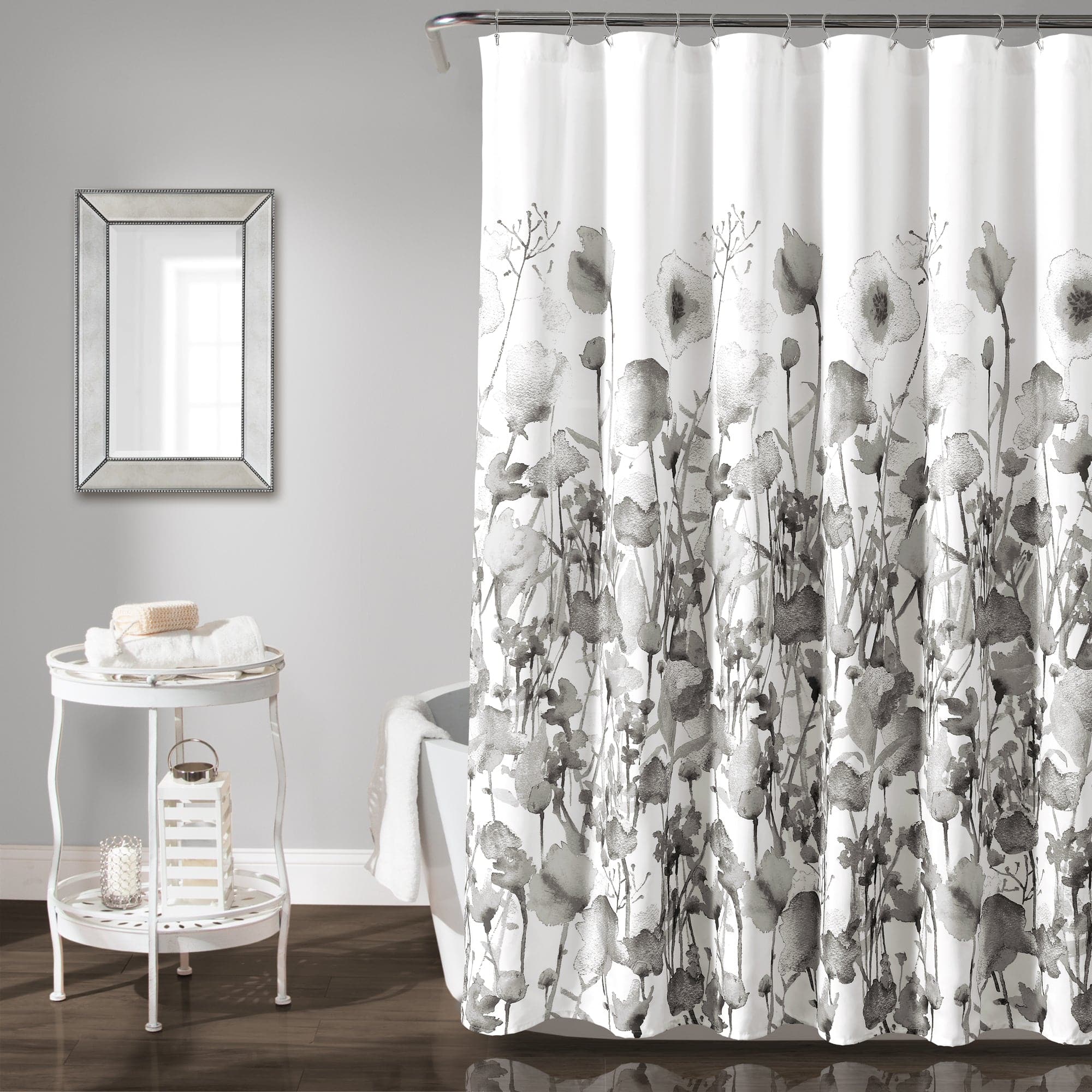 Zuri Flora Waterproof Fabric Shower Curtain - Elegant Bathroom Decor for Modern Homes & Spa-Like Showers