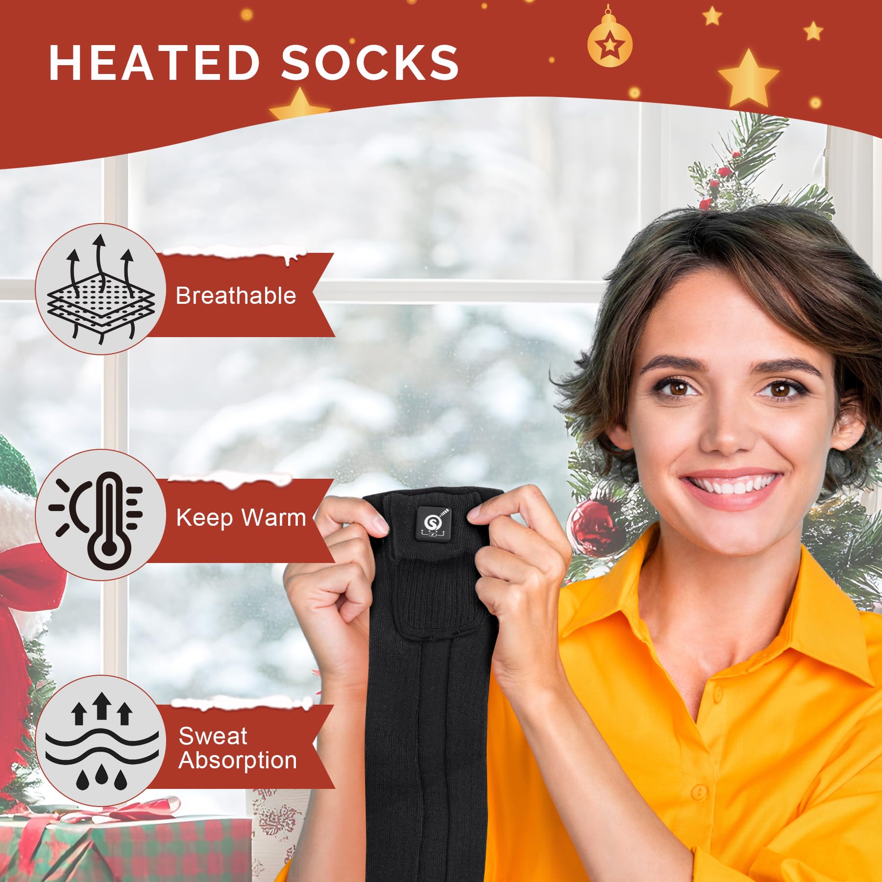 SAVIOR HEAT Rechargeable Electric Heated Socks for Men & Women - Battery Powered Thermal Winter Socks for Skiing, Snowboarding, Hiking, Hunting, Camping & Outdoor Activities - Keep Feet Warm in Cold Weather
