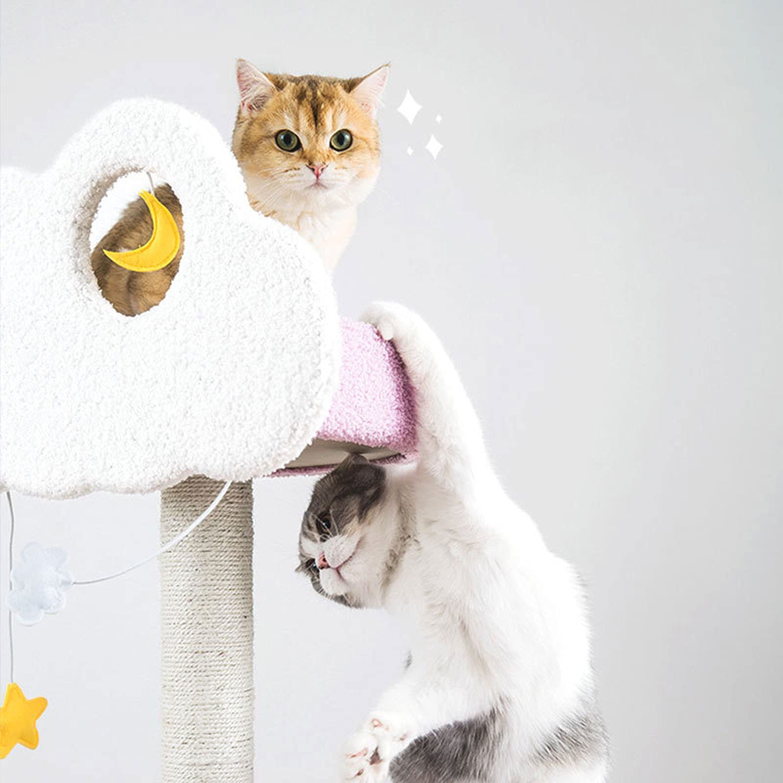 Premium 128Cm Cat Tree Tower with Scratching Post, Condos, Basket & Hammock - Durable Sisal Activity Center for 2 Indoor Cats | Perfect for Play, Rest & Climbing in Small Spaces